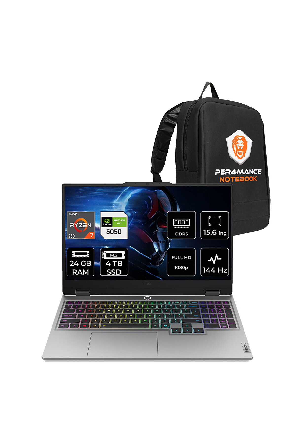 LOQ Ryzen 7 250 24GB 4TB SSD RTX5050/8GB 100W 15.6