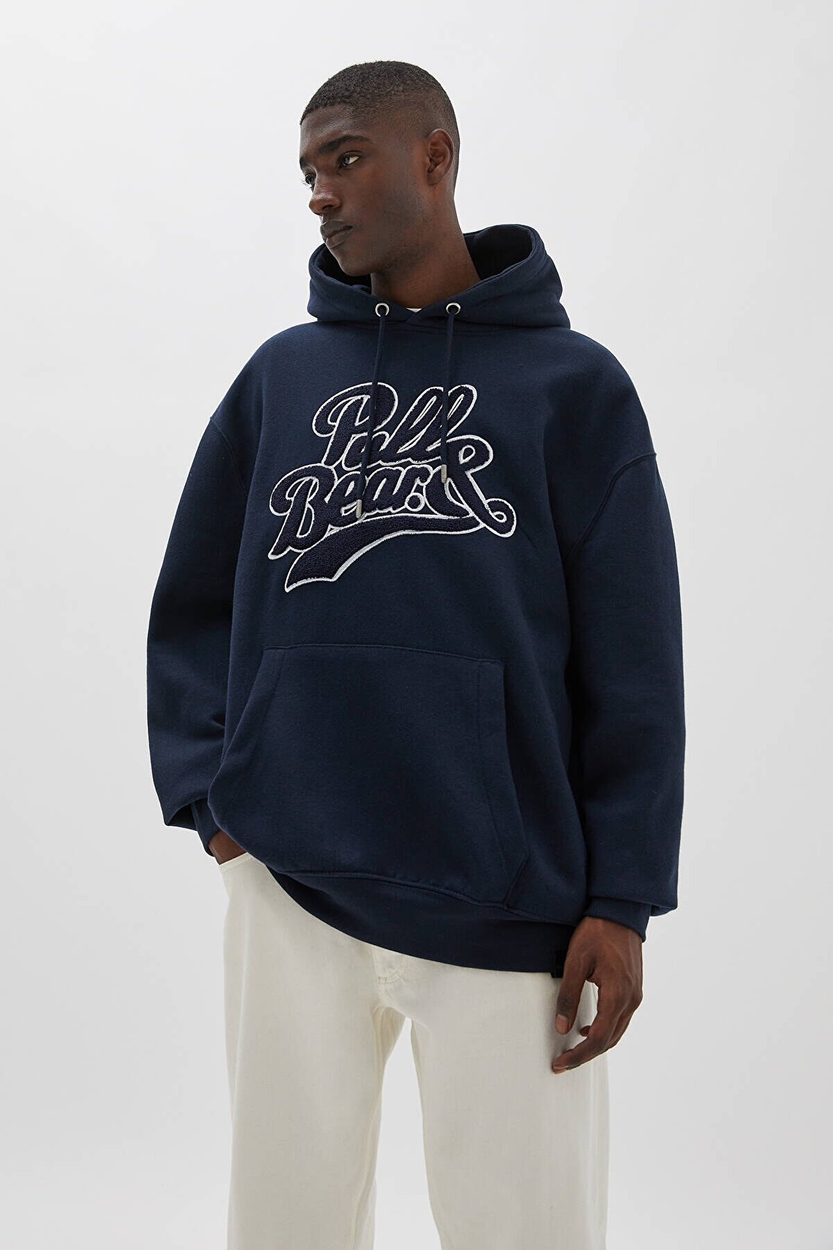 Pull & Bear Havlu Kumaş Logolu Kapüşonlu Sweatshirt