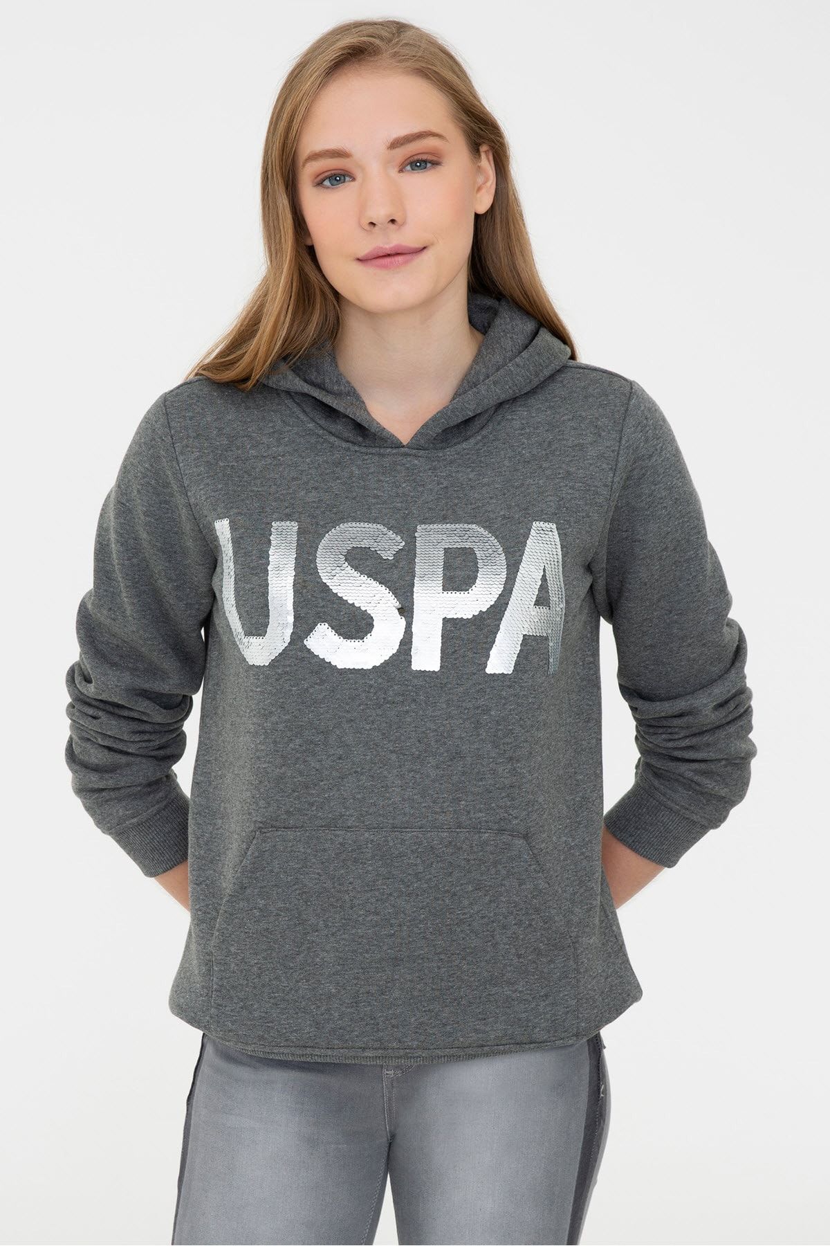 U.S. Polo Assn. Grı Kadın Sweatshirt