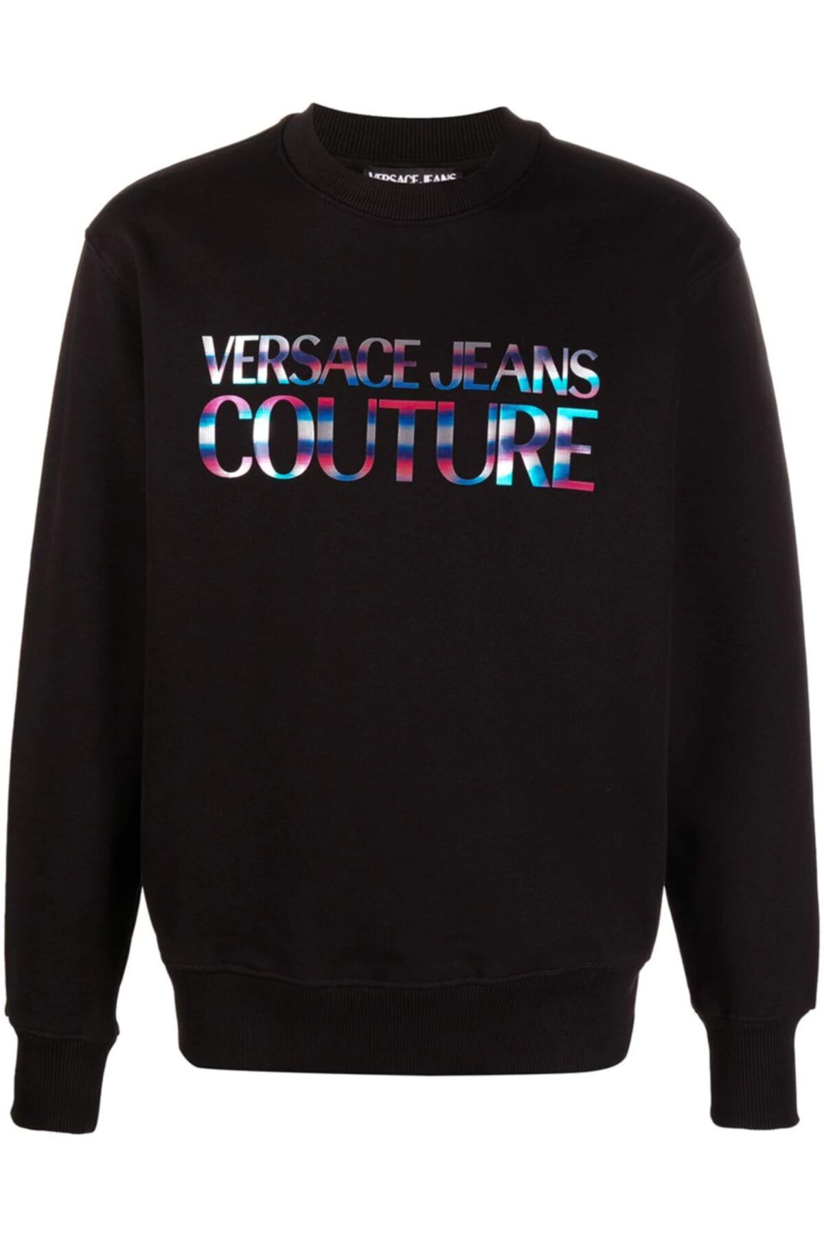 Versace Colorful Logo Baskı Jeans Couture Siyah Sweatshirt