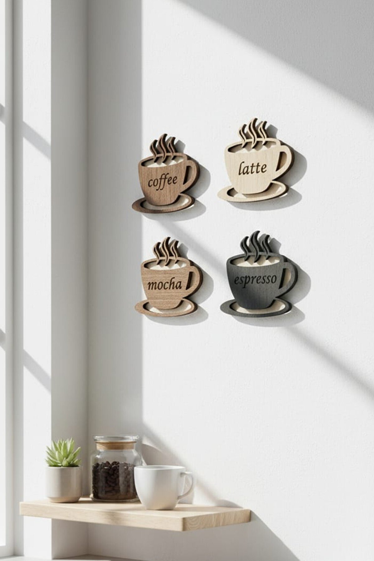 Ornavia Kahve Köşesi Dekoru 4'lü Seti - Modern Kahve Köşesi Tablo ve Süsü