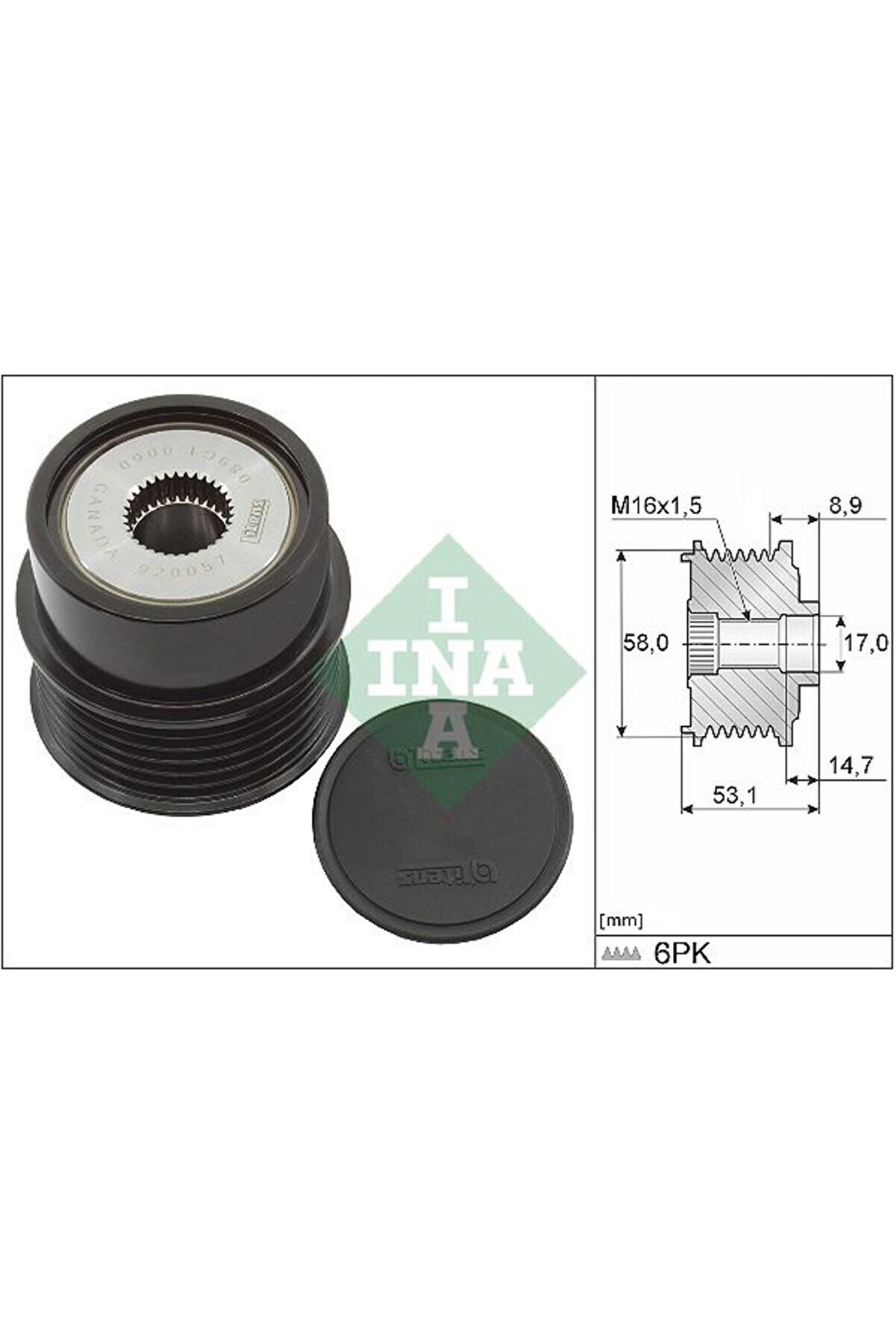 Kia Alternator Rulmanı Hyundaı İ30 1.6 Gdi 2012-> Kona 1.6 Tgdi 17-> Tucson 1.6 Gdi 2015-> Kia C