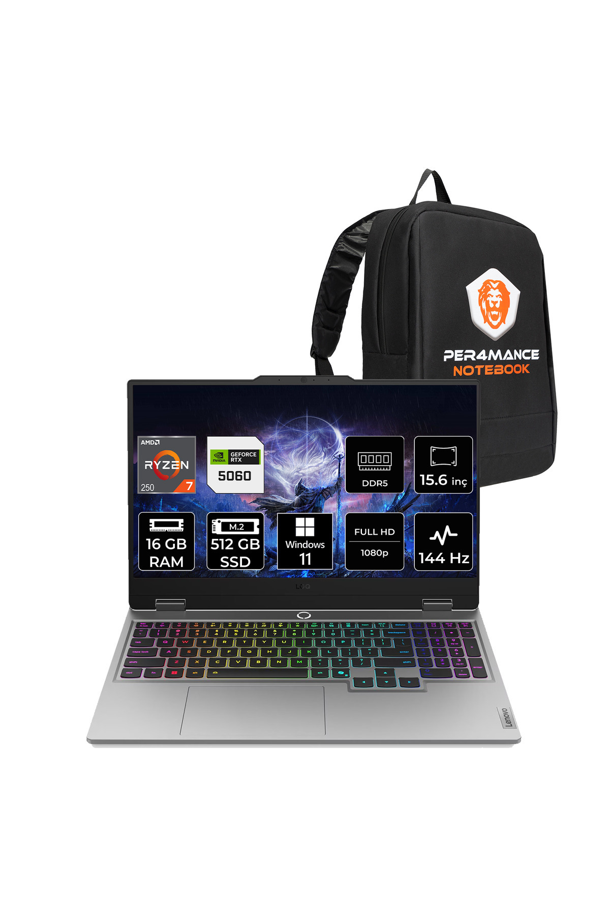 LOQ Ryzen 7 250 16GB 512GB SSD RTX5060/8GB 100W 15.6