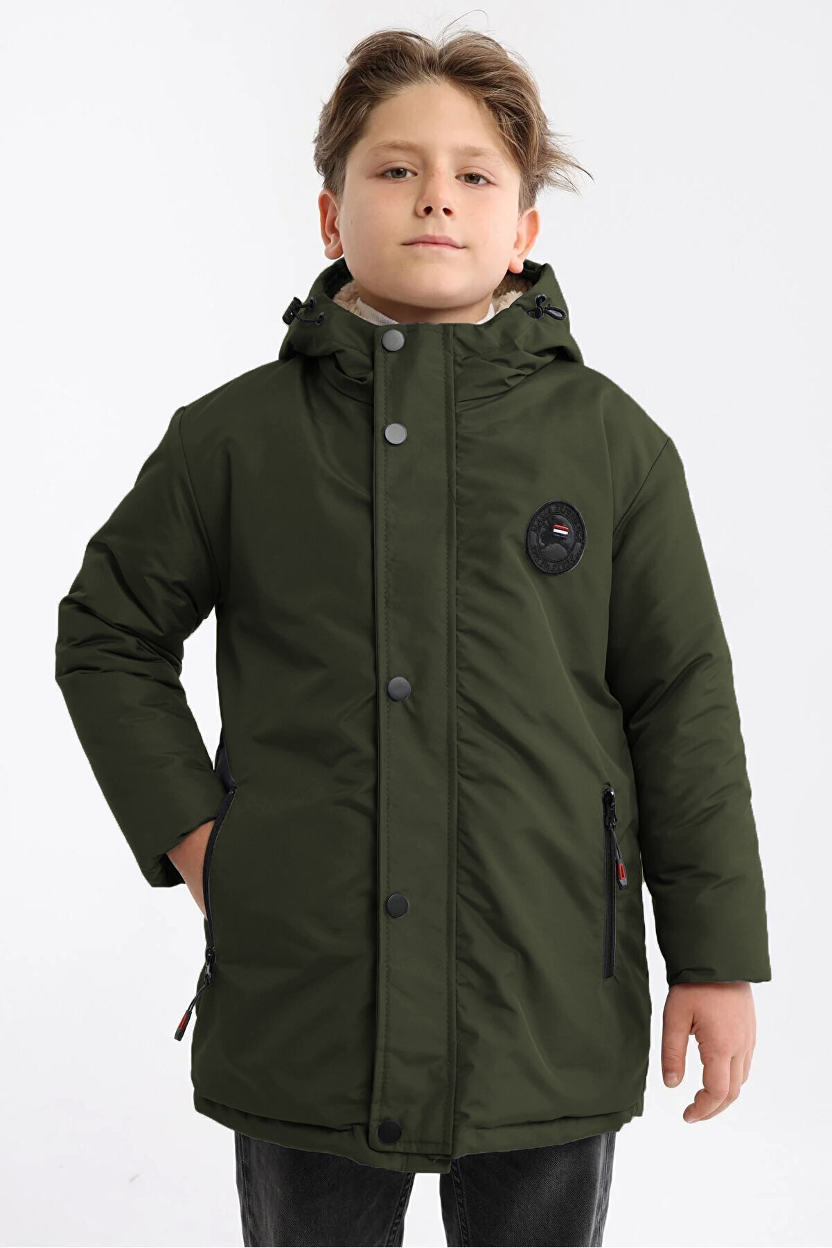 QAWWA Erkek Çocuk Kışlık Parka Mont Sıcak Tutan Kürklü Su İtici Parka