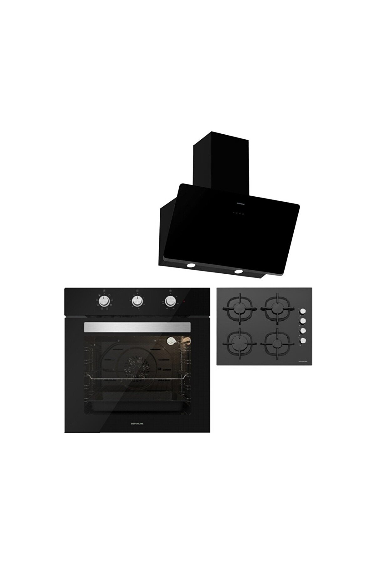 BO6503B01 - CS5343B01 - 3457 Soho 60 Siyah Cam Ankastre Set
