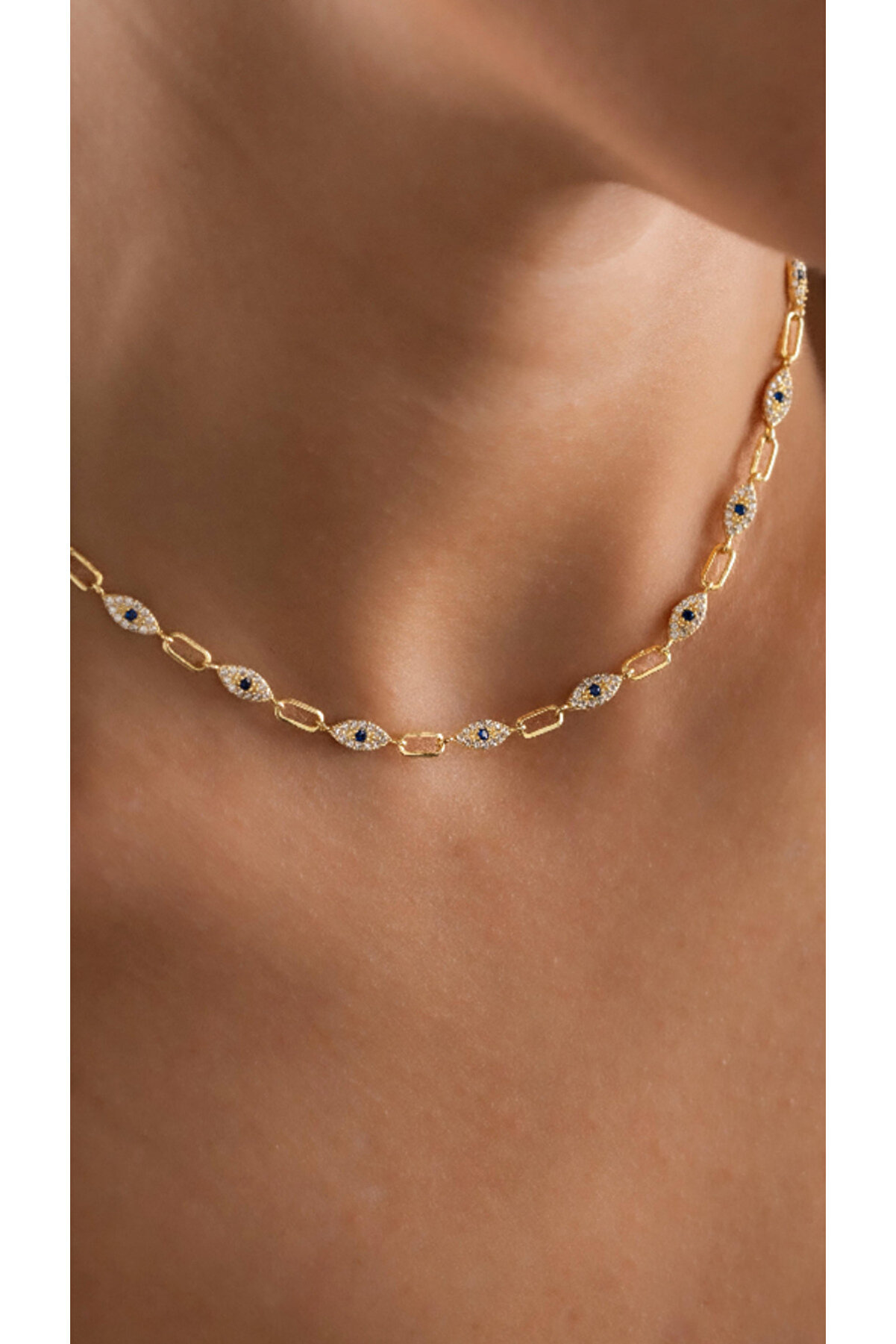 Wind Silver Göz Göz Sıra Lacivert Taşlı Gümüş Kolye | Harf Kolyeler