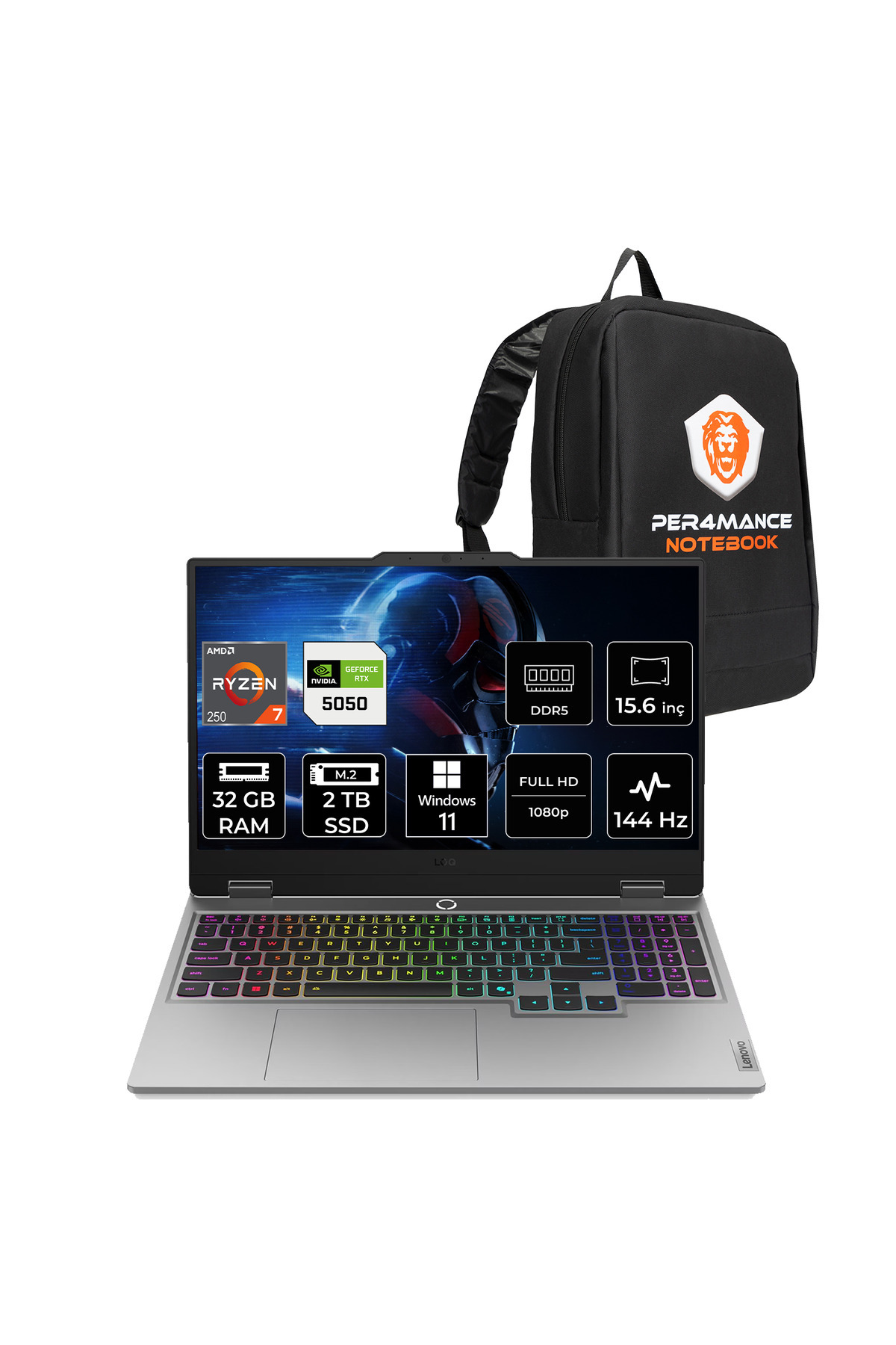 LOQ Ryzen 7 250 32GB 2TB SSD RTX5050/8GB 100W 15.6