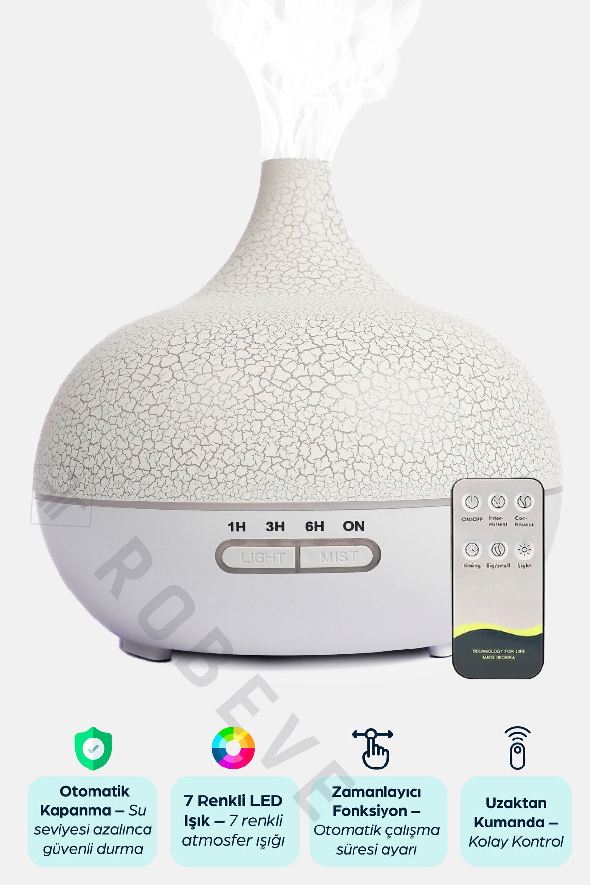 ROBEVE 550 ml Otomatik Buhar Nemlendirici ve Aroma Difüzör