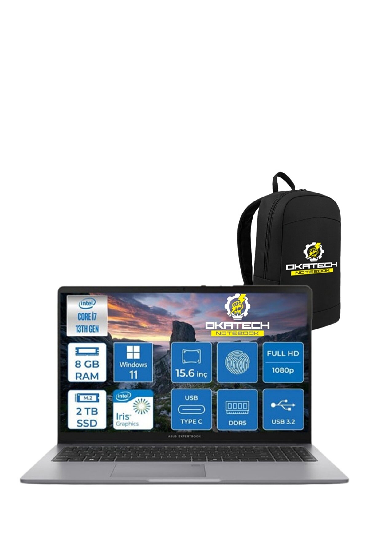 EXPERTBOOK P1503 INTELCORE I7-13620H 8 GB RAM 2 TB SSD WİN11 PRO 15.6 FHD NOTEBOOK 29 OKATECH ÇANTA
