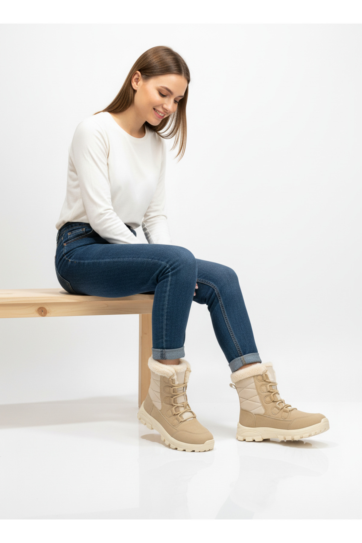 Runnix Shoes SNORA Termal Taban Kürklü Kadın Kar Botu - Su Geçirmez Kışlık Outdoor Bot