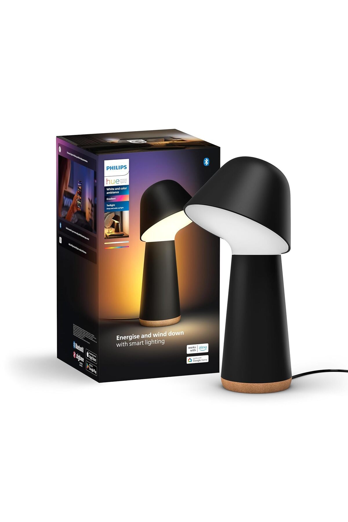 Hue Twilight Beyaz ve Renkli Ambiyans Masa Lambası Siyah