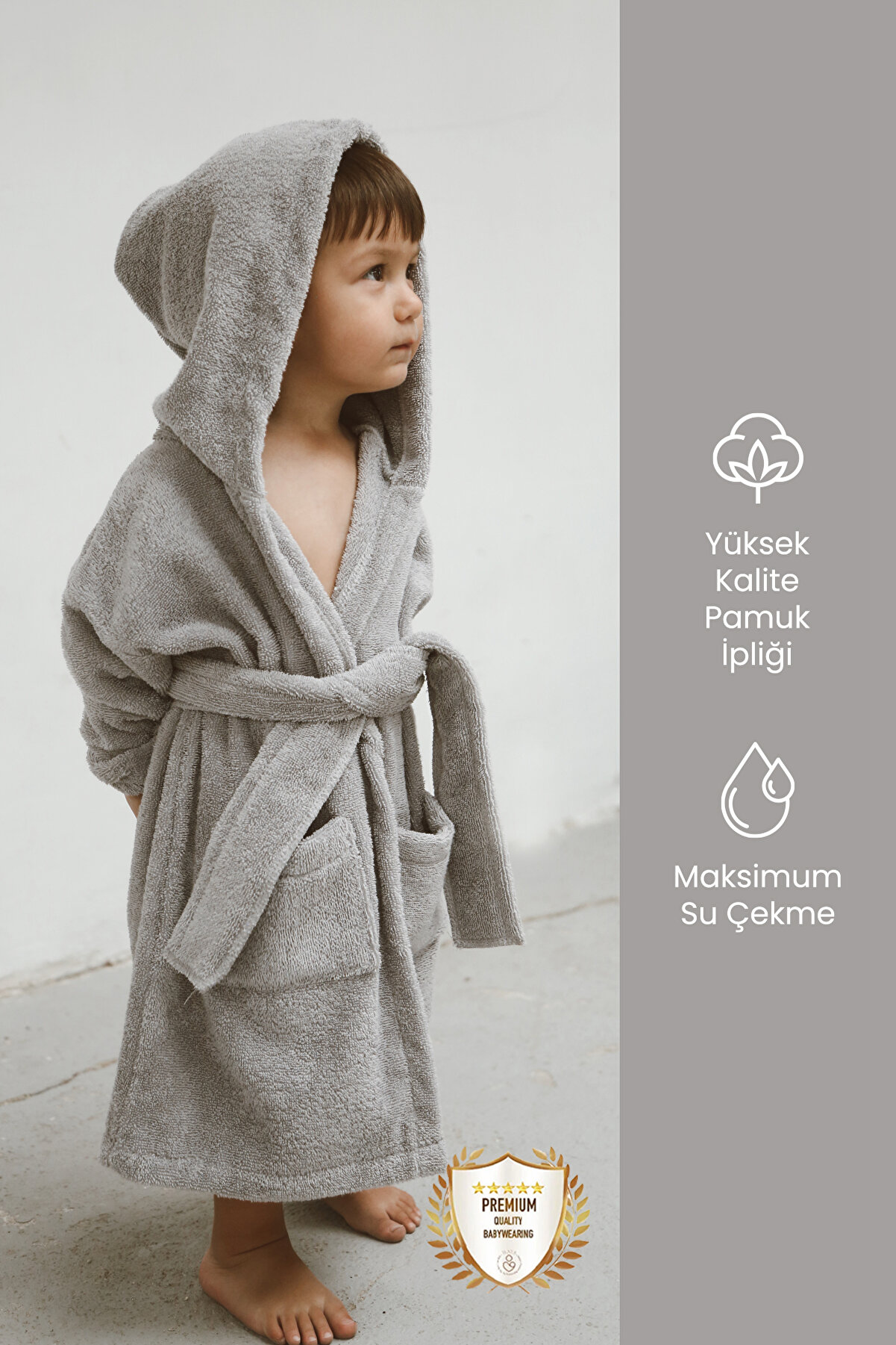 ilays beauty Buldan Dokuması Çocuk Bornozu Gri | 1989.9 TL