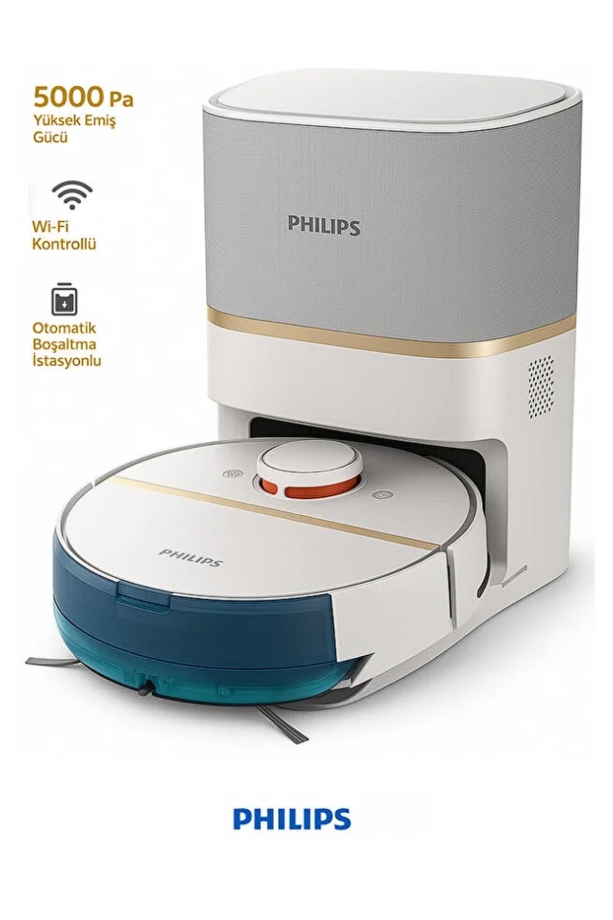 7000 Serisi AQUA Çöp İstasyonlu Robot Süpürge Ultra Güçlü Emiş Gücü Titreşimli Mop