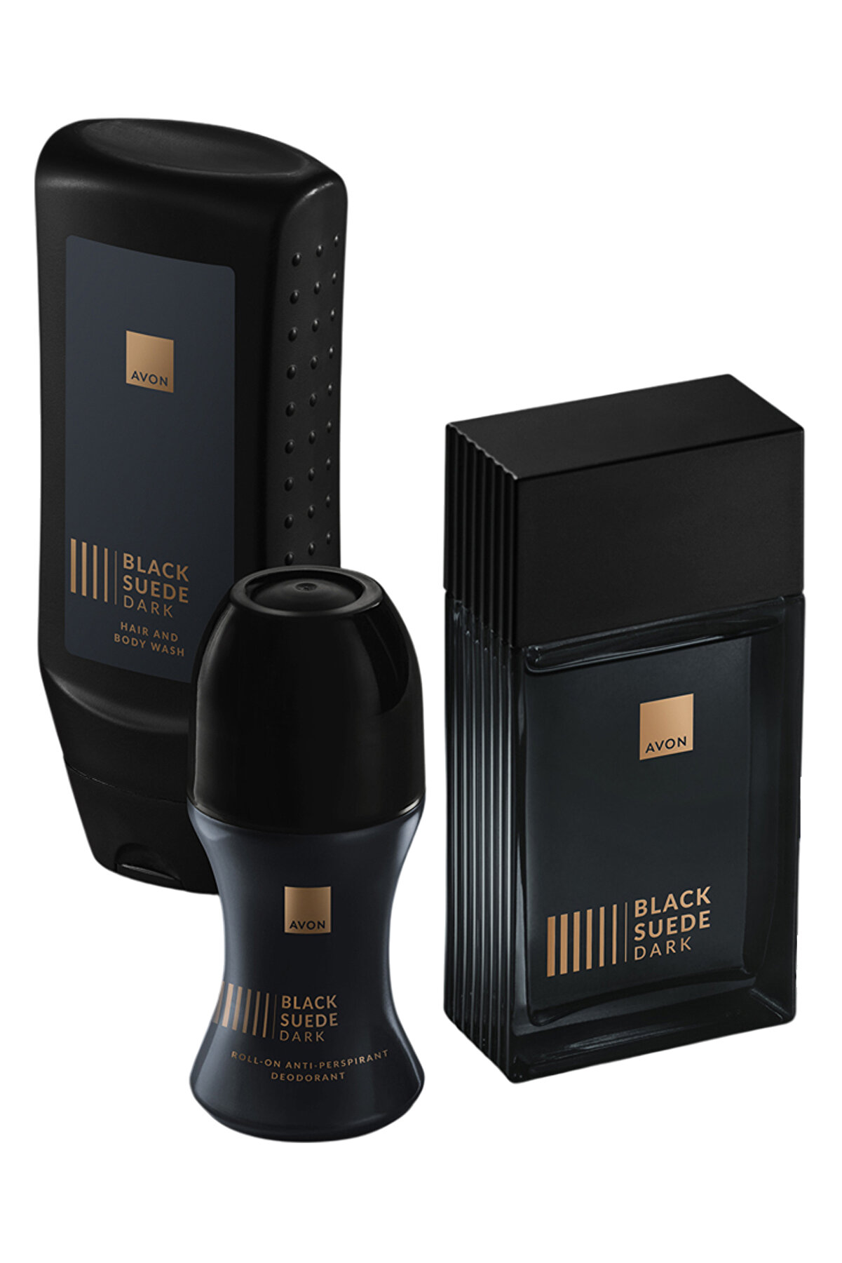 Black Suede Dark Erkek Parfüm Rollon ve Saç Vücut Şampuanı Paketi