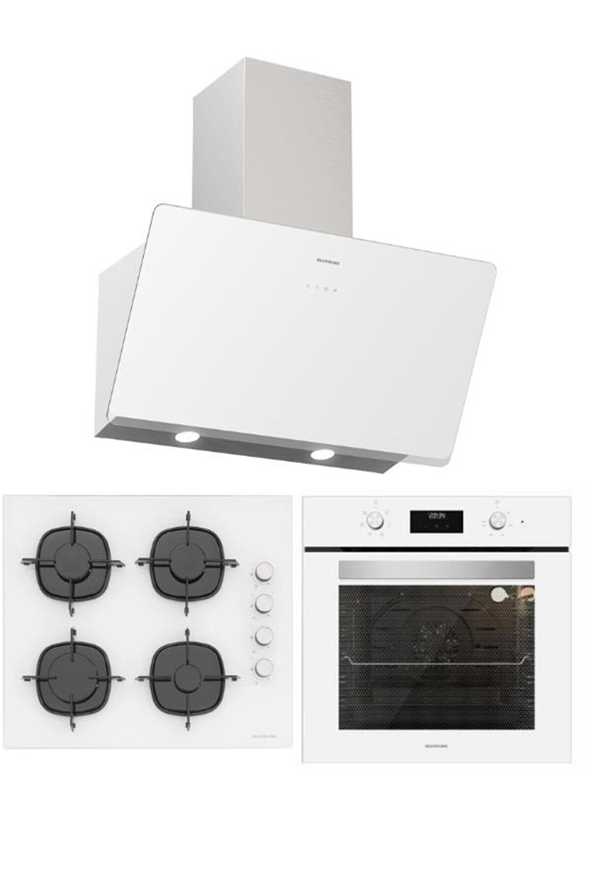 Beyaz Ankastre Set (CS5700E6W01 Ocak/S2-BO6502W02 Fırın/3457 Soho Davlumbaz)