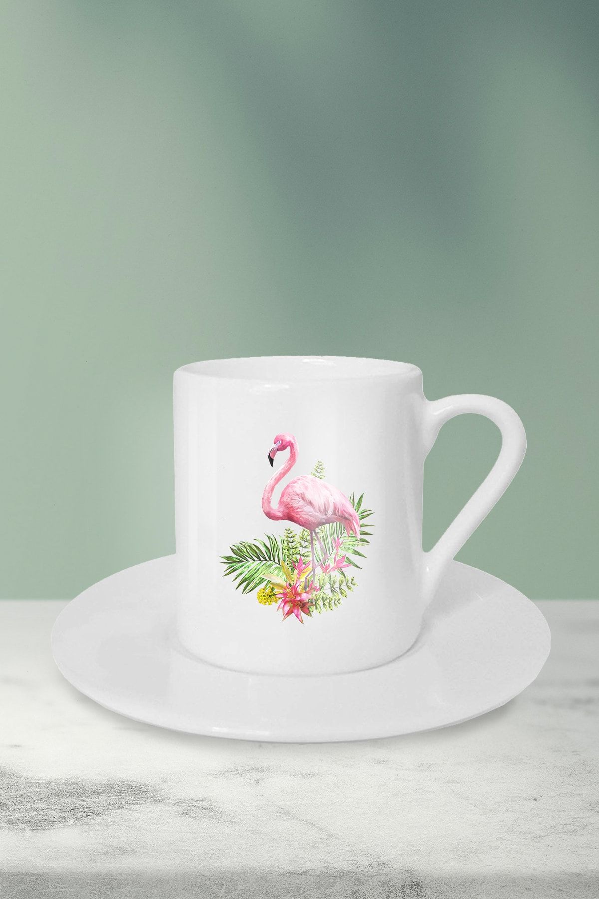 WixelArt Flamingo Baskılı Türk Kahve Fincanı