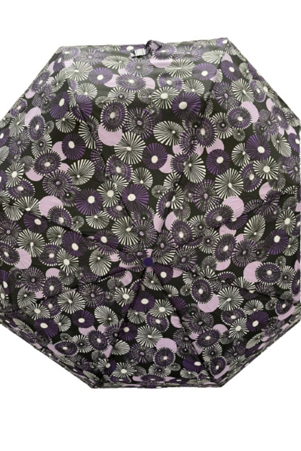 Çiçek Şemsiye Kadın Şemsiye Tam Otomatik Mor Desenli 8 Telli
