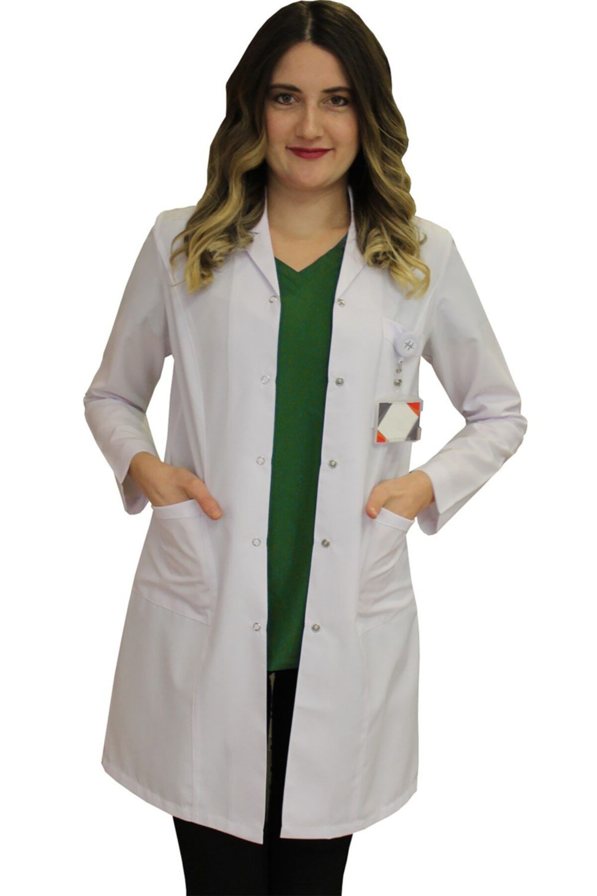 safaforma Klasik Yaka Kadın Doktor Önlüğü Hemşire Öğretmen Lab Eczacı Laboratuvar Önlüğü Beyaz Önlük