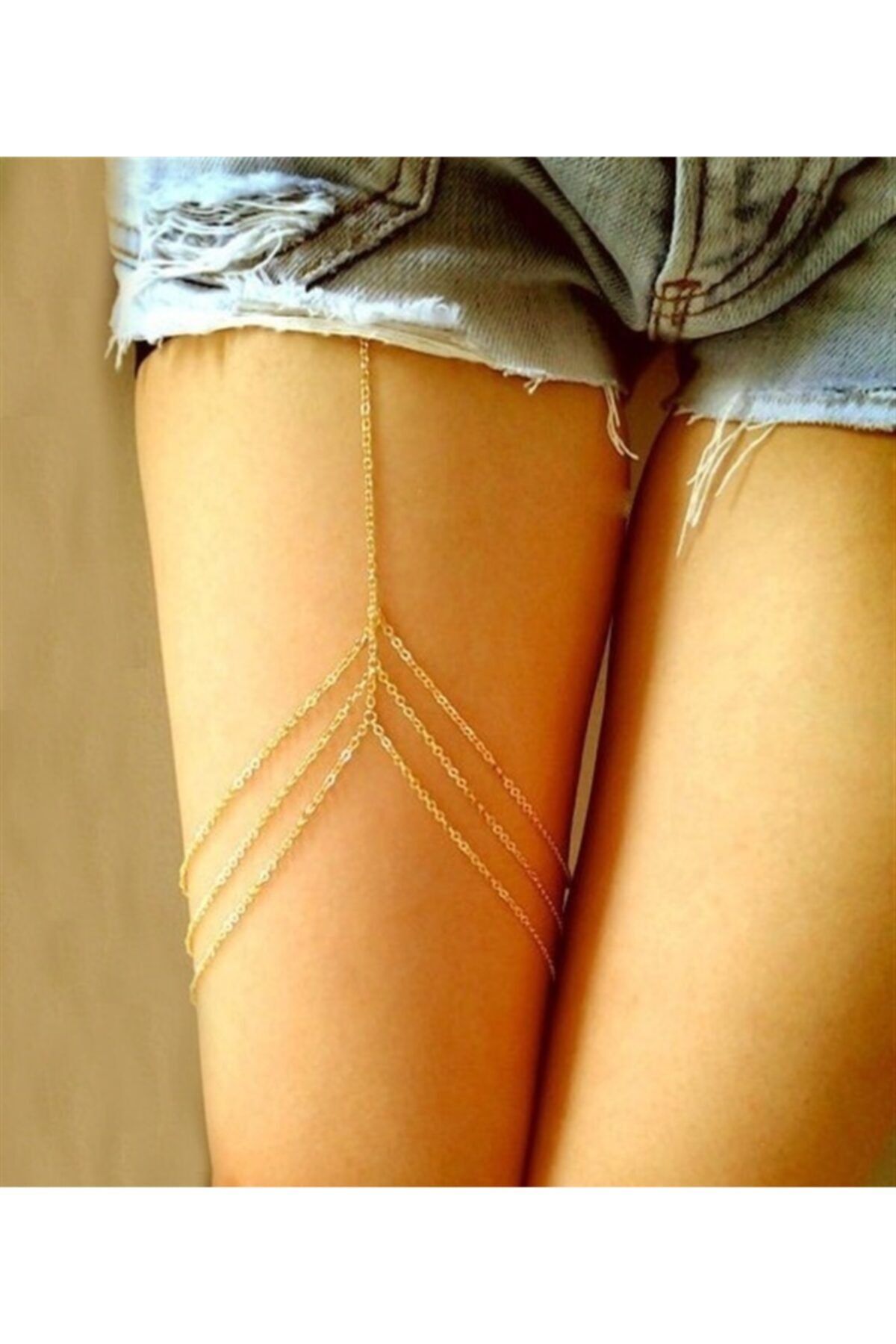 MisBoho Kararmaz Üç Zincirli Altın Renk Bacak Aksesuarı Ve Bacak Takısı