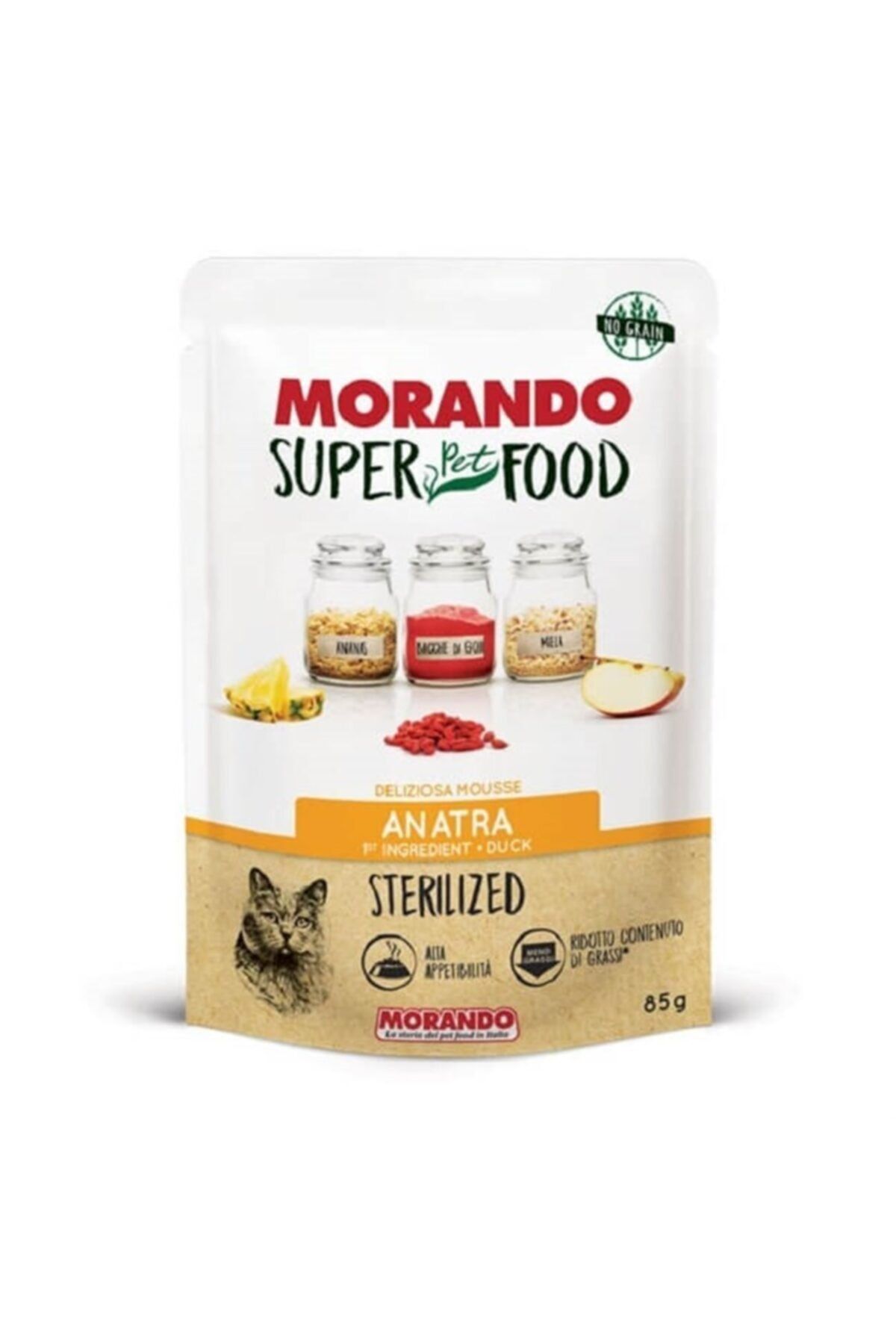 MORANDO Super Food Tahılsız Kısır Ördekli Pouch Kedi Konservesi 85gr