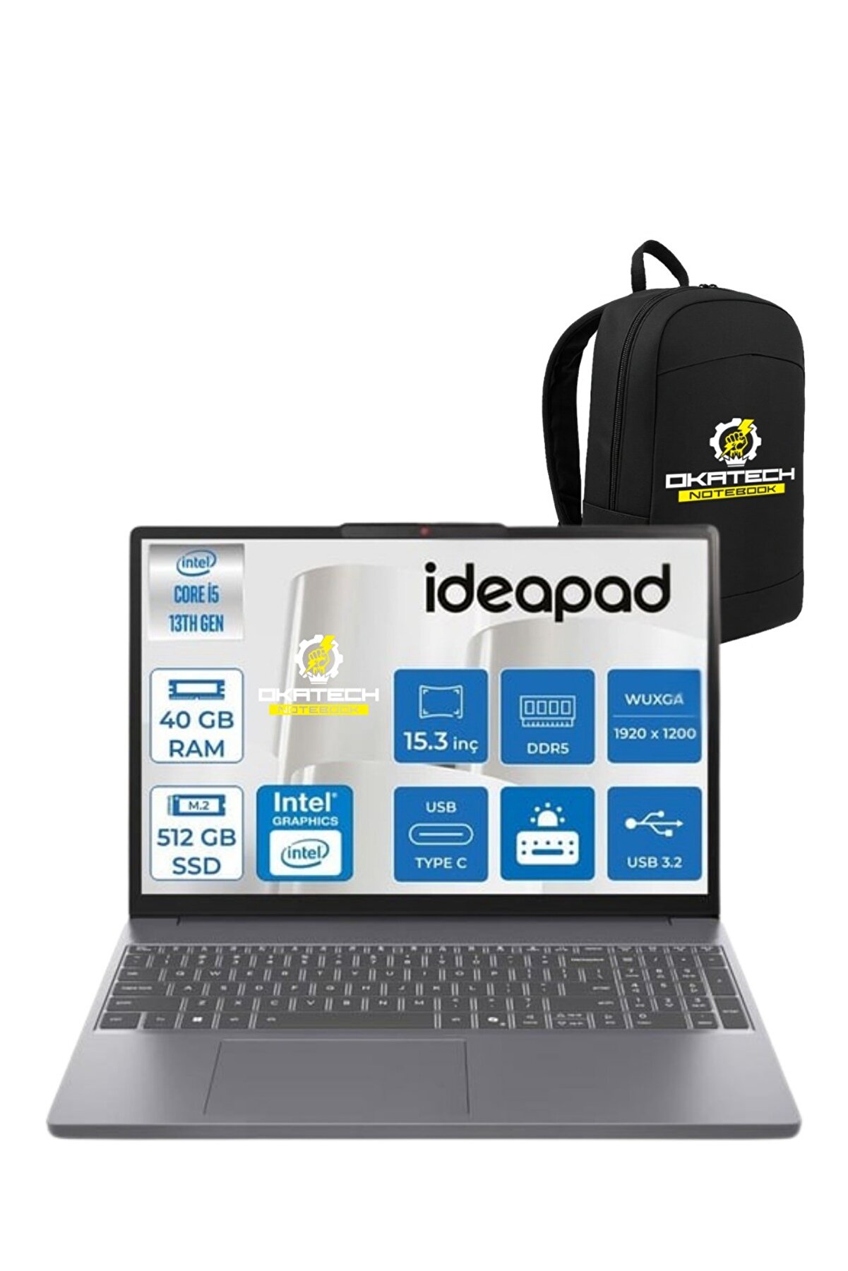 IDEAPAD SLİM 3 İ5-13420H 40 GB RAM 512 GB SSD UHD 15.3