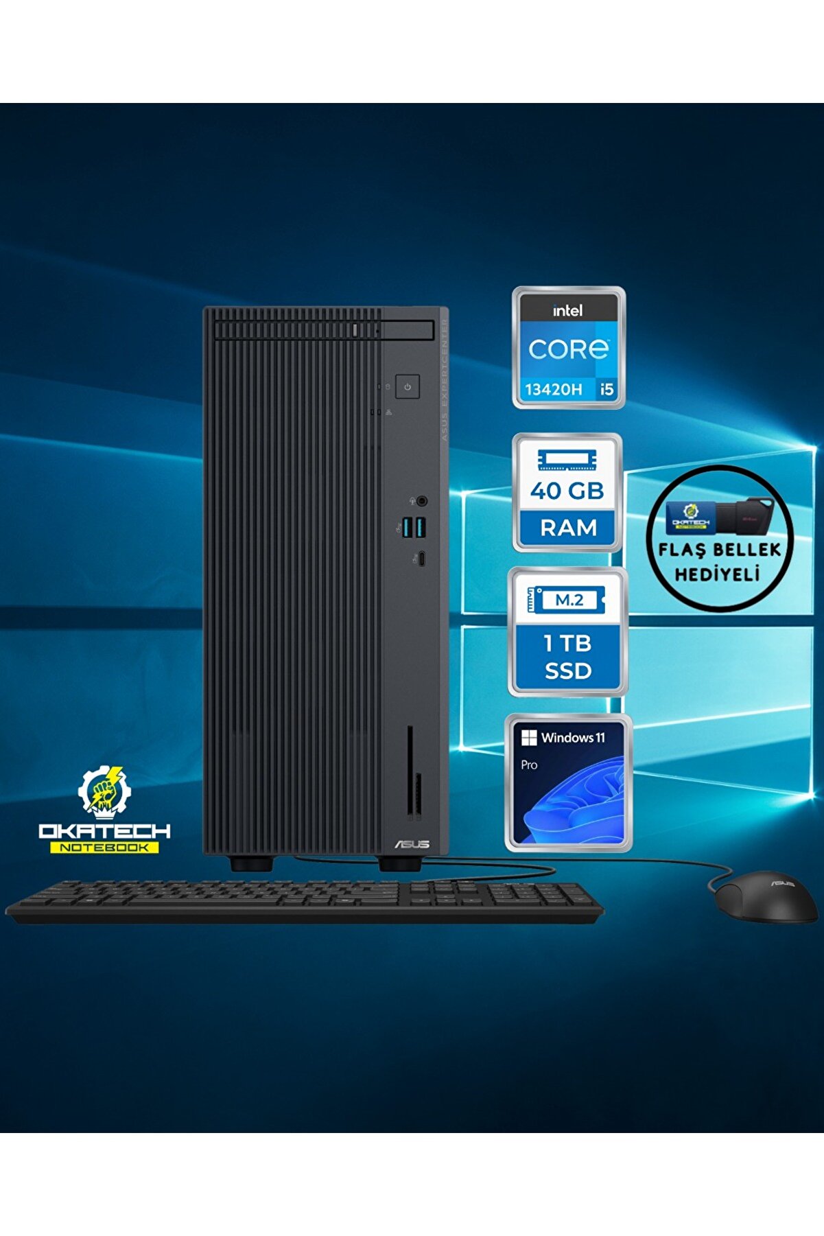 ExpertCenter P500 P500MV i5-13420H 40 GB RAM 1 TB SSD UHD Graphics WİN 11 PRO Masaüstü Bilgisayar