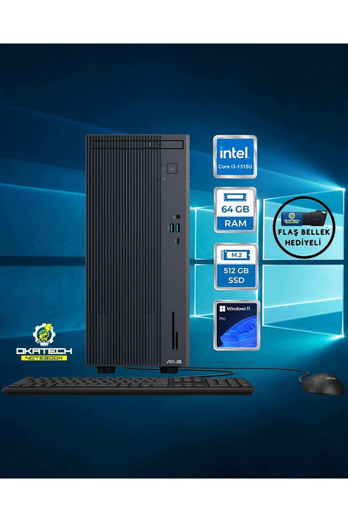 ExpertCenter P500 P500MV-I313158512B0D i3-1315U 64 GB 512 GB SSD UHD WİN11PRO Masaüstü Bilgisayar