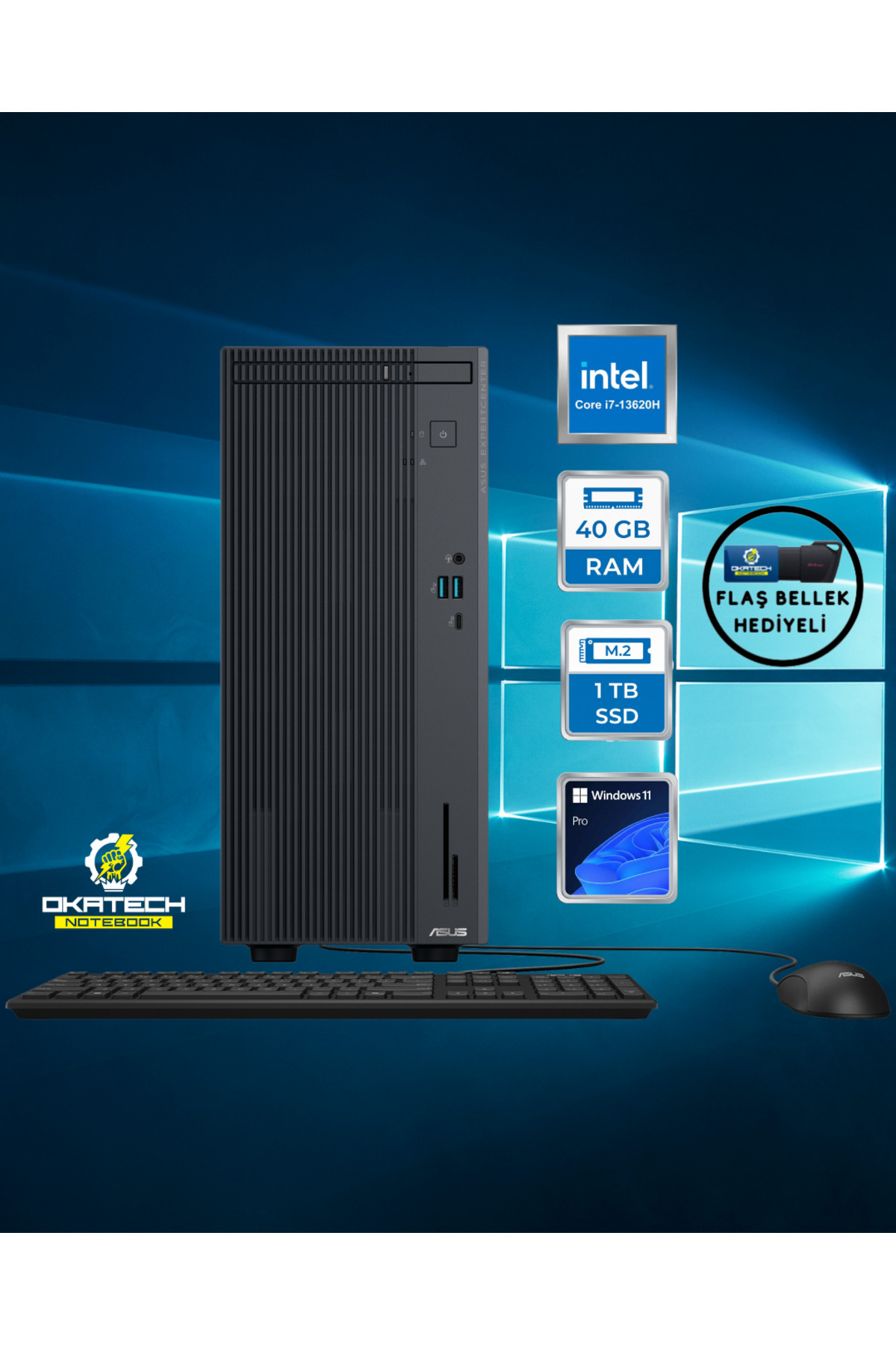 ExpertCenter P500 P500MV-I7136216512B0D i7-13620H 40 GB 1 TB SSD UHD WİN11PRO Masaüstü Bilgisayar