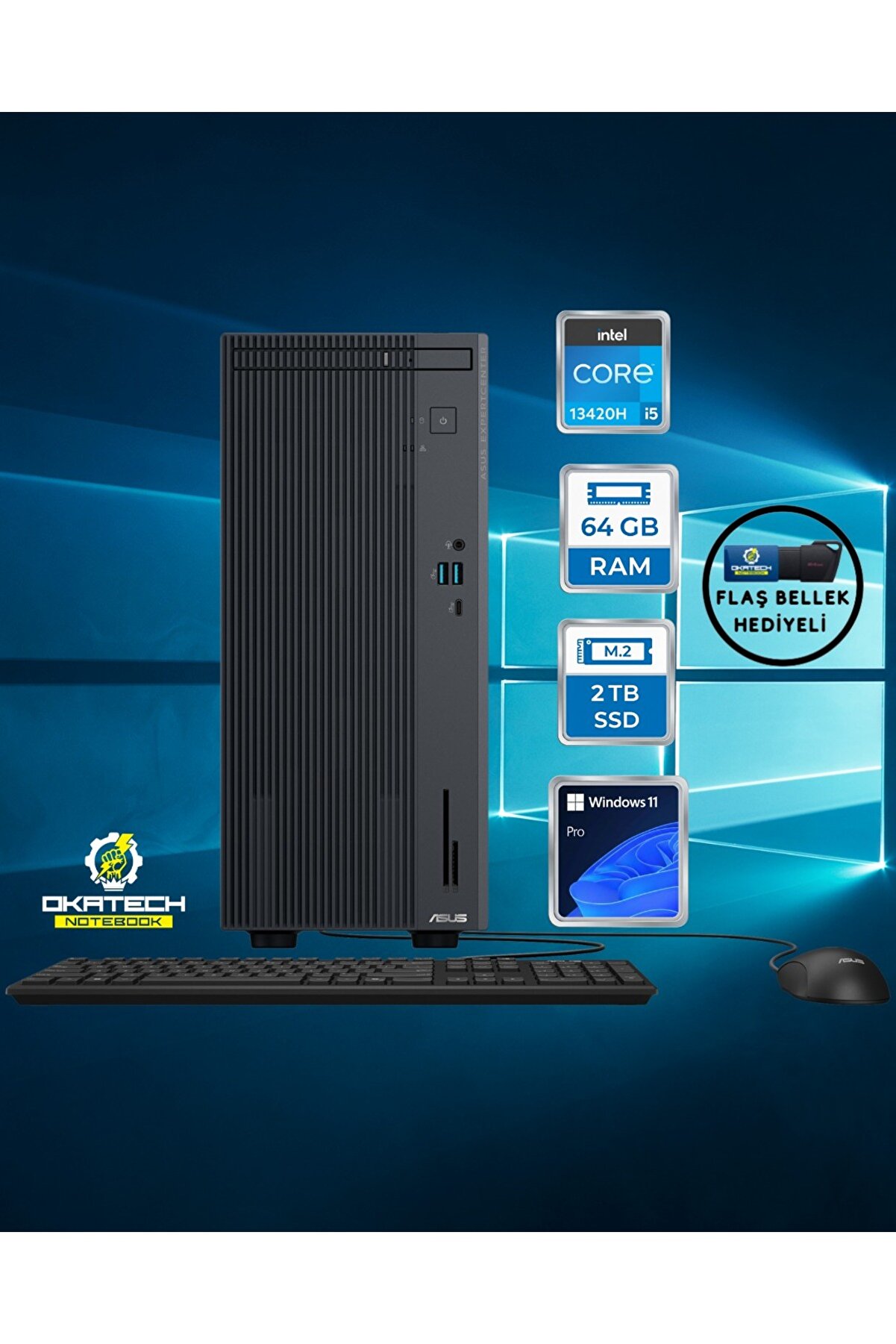 ExpertCenter P500 P500MV i5-13420H 64 GB RAM 2 TB SSD UHD Graphics WİN 11 PRO Masaüstü Bilgisayar