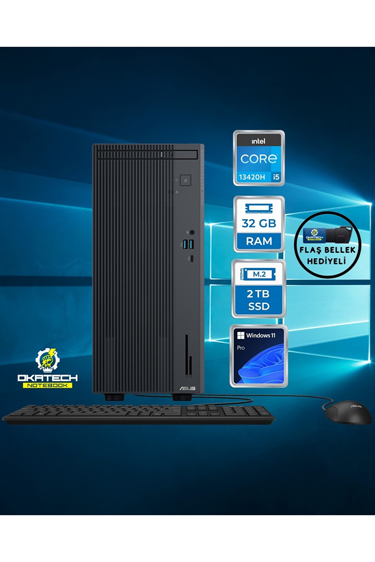 ExpertCenter P500 P500MV i5-13420H 32 GB RAM 2 TB SSD UHD Graphics WİN 11 PRO Masaüstü Bilgisayar