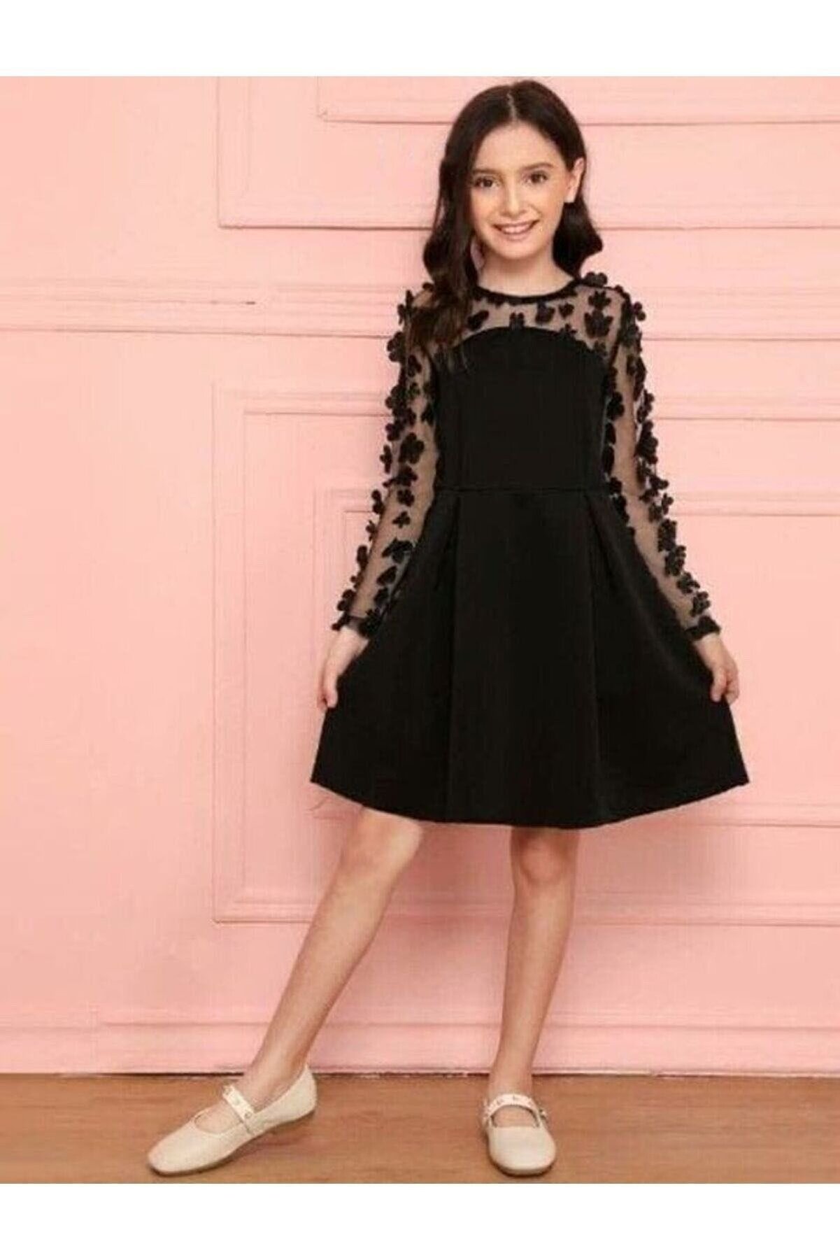 My Kids Wear Tül Detaylı Siyah Elbise 2 - Şık ve Konforlu Kız Çocuk Elbisesi