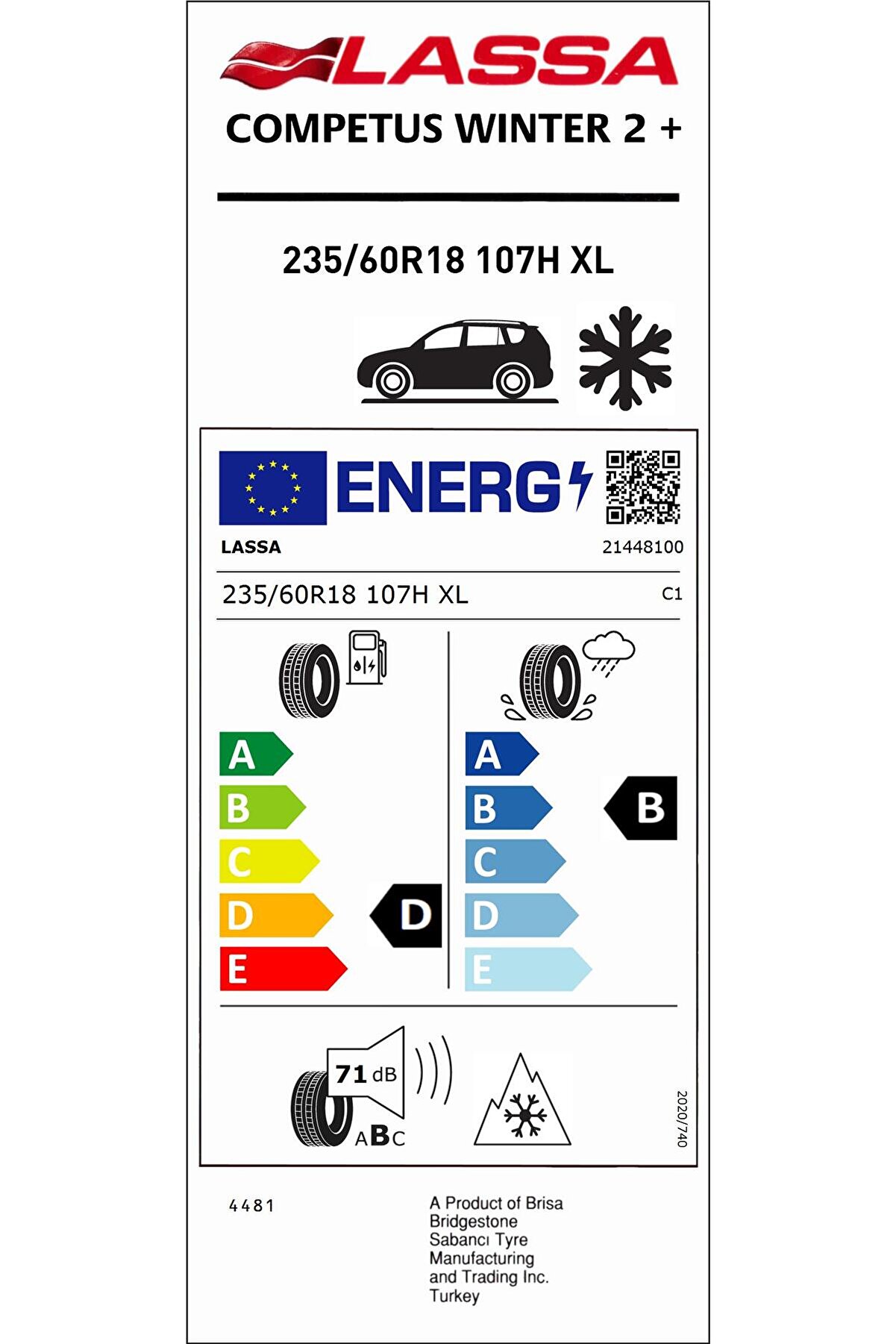 235/60R18 107H XL M157S SFM COMPETUS WINTER2157 (4x4-SUV) KIŞ LASTİĞİ (ÜRETİM YILI1572025)