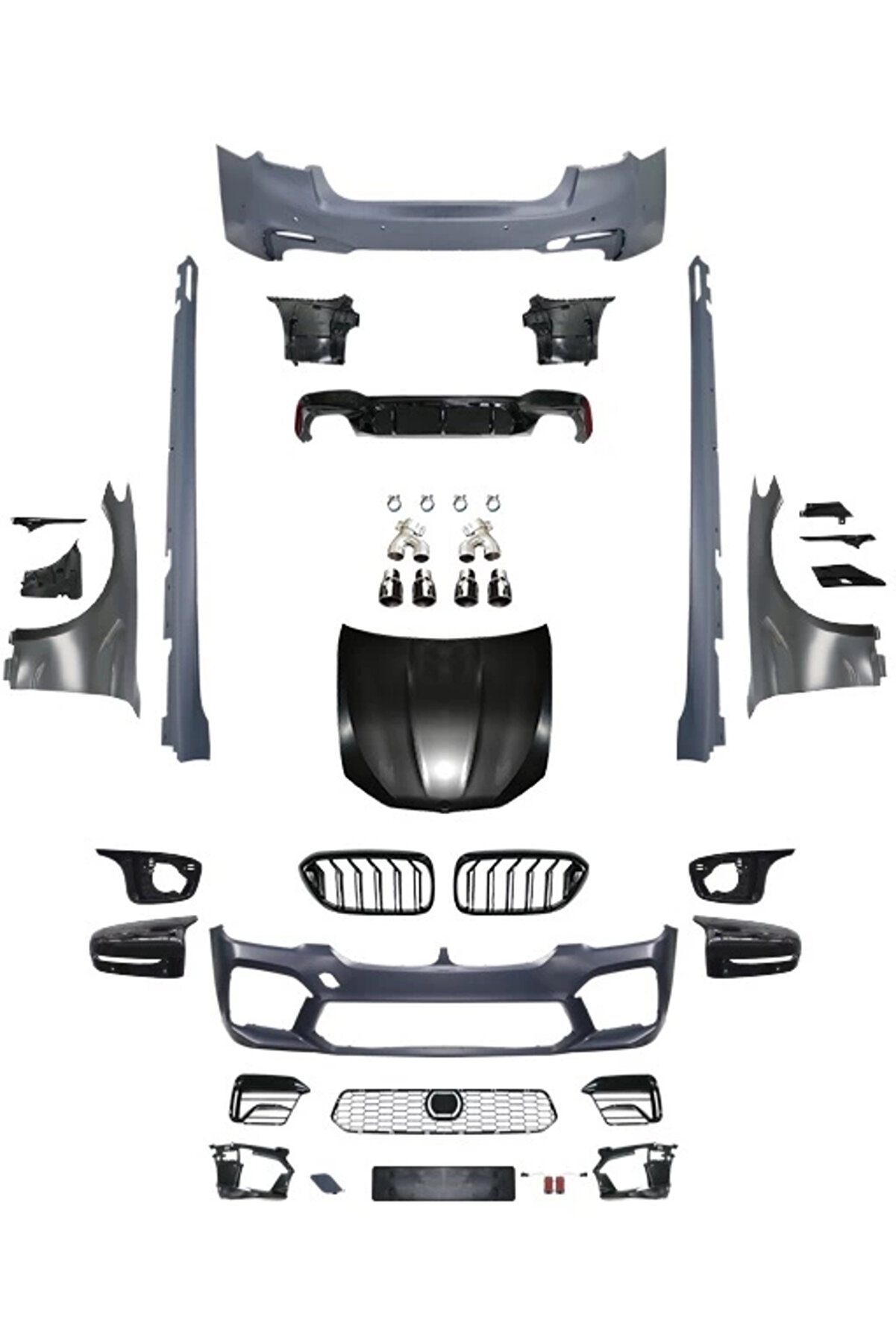 BMW Komple Gövde Kiti G30-LCI PDCli102Arka, 00-00-Çıkış, Mrşp-li, Panj-lu, Egz.Uçlu, Kaput/Çamurluk, A