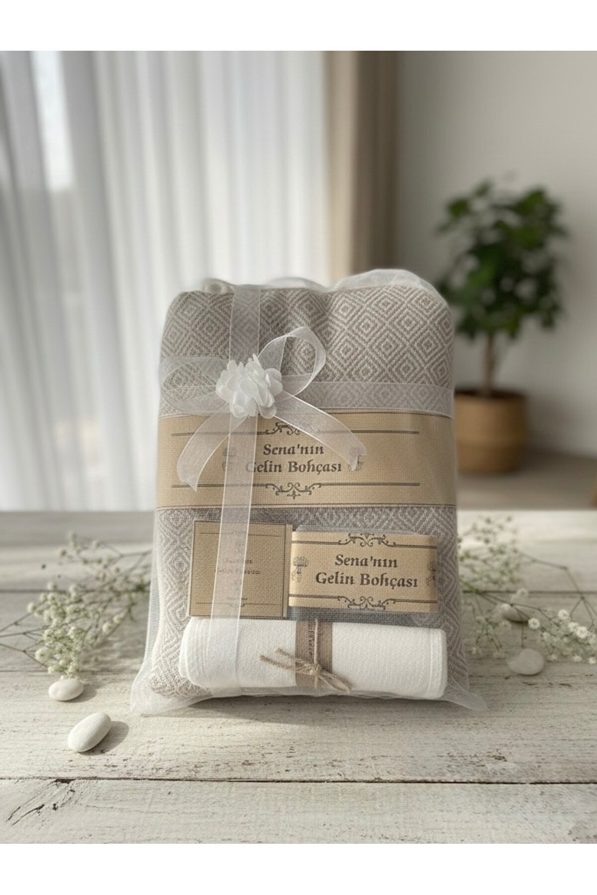 Bursa Home Gelin Bohçası Hamam Seti & Hediyelik ( Kese,Peştemal,Sabun,Topuk Taşı)
