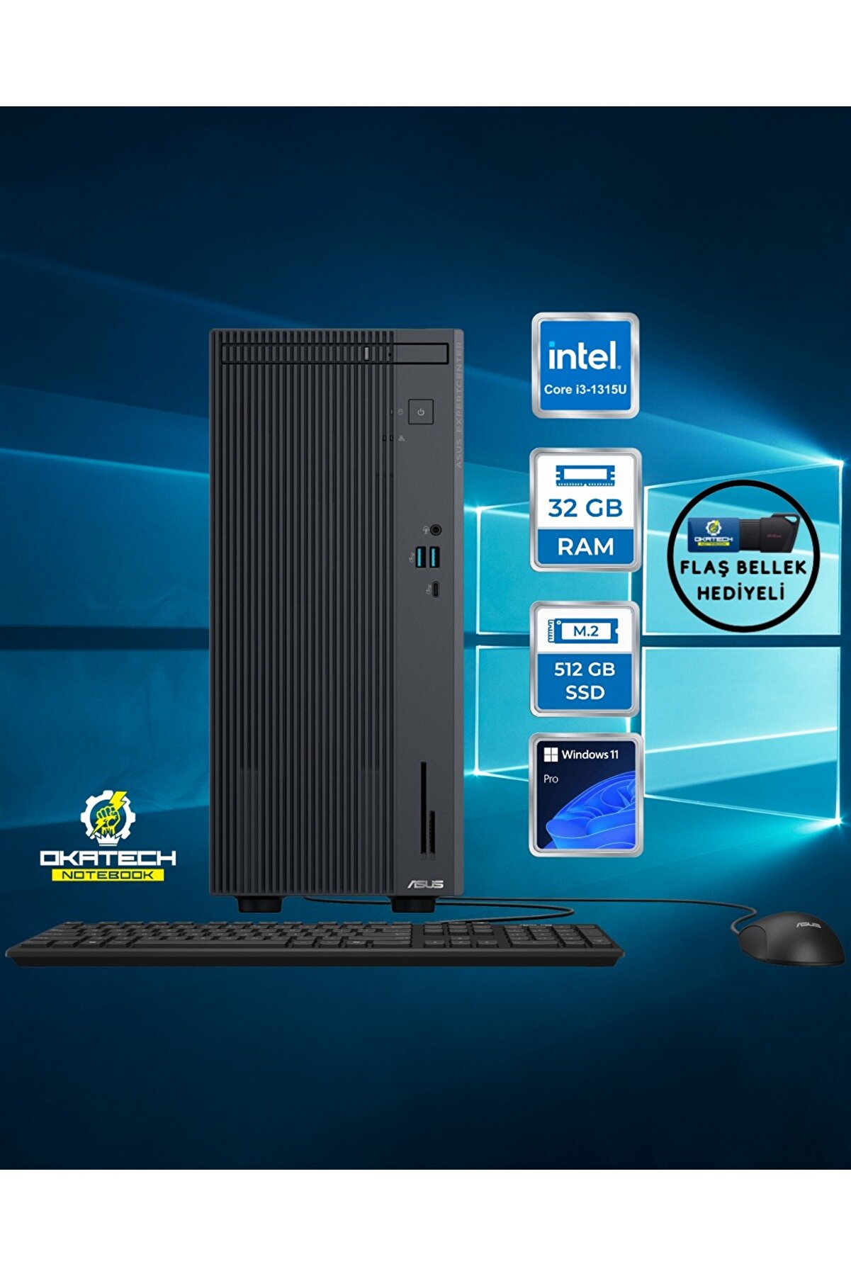 ExpertCenter P500 P500MV-I313158512B0D i3-1315U 32 GB 512 GB SSD UHD WİN11PRO Masaüstü Bilgisayar