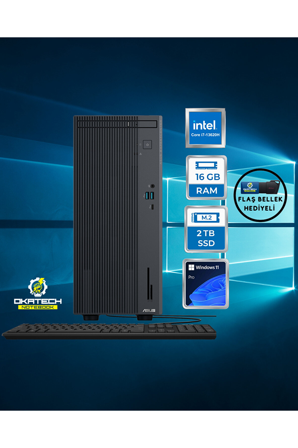 ExpertCenter P500 P500MV-I7136216512B0D i7-13620H 16 GB 2 TB SSD UHD WİN11PRO Masaüstü Bilgisayar
