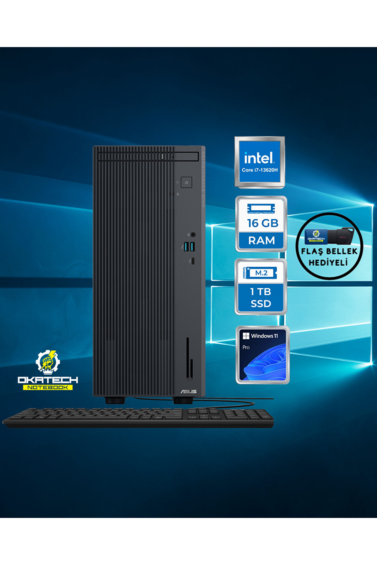 ExpertCenter P500 P500MV-I7136216512B0D i7-13620H 16 GB 1 TB SSD UHD WİN11PRO Masaüstü Bilgisayar