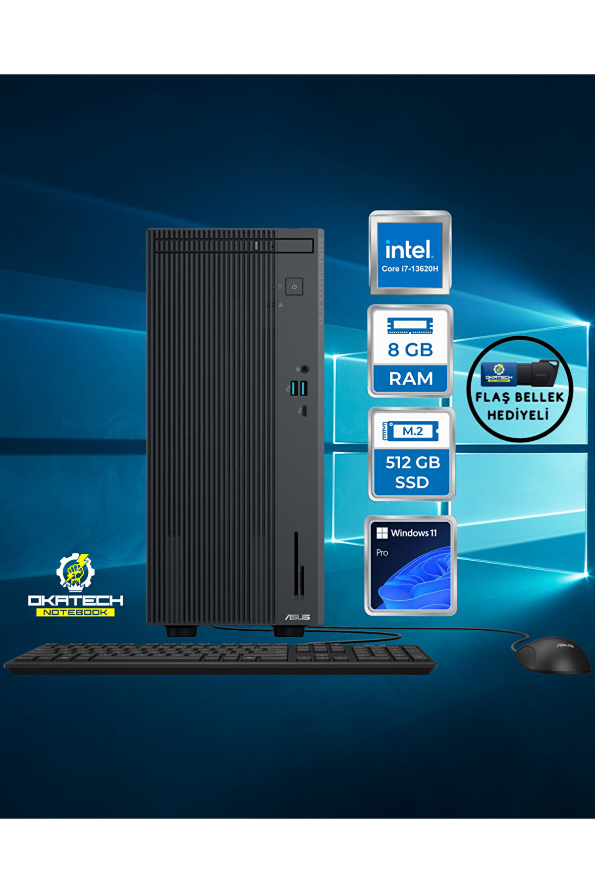 ExpertCenter P500 P500MV-I7136216512B0D i7-13620H 8 GB 512 GB SSD UHD WİN11PRO Masaüstü Bilgisayar