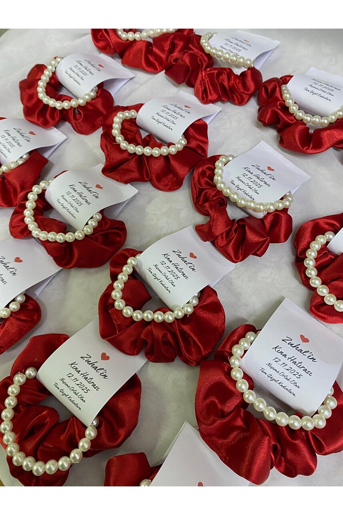 SANA ÖZEL HEDİYELİKLER Toka Saten + Bileklik + İsim Kartlı Kına Hediyelik 10 Adet