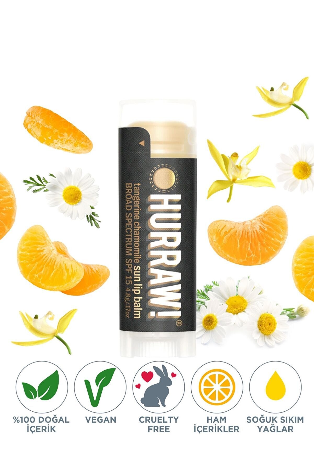 Hurraw Sun Lip Balm SPF15 Dudak Koruyucu 4.8g