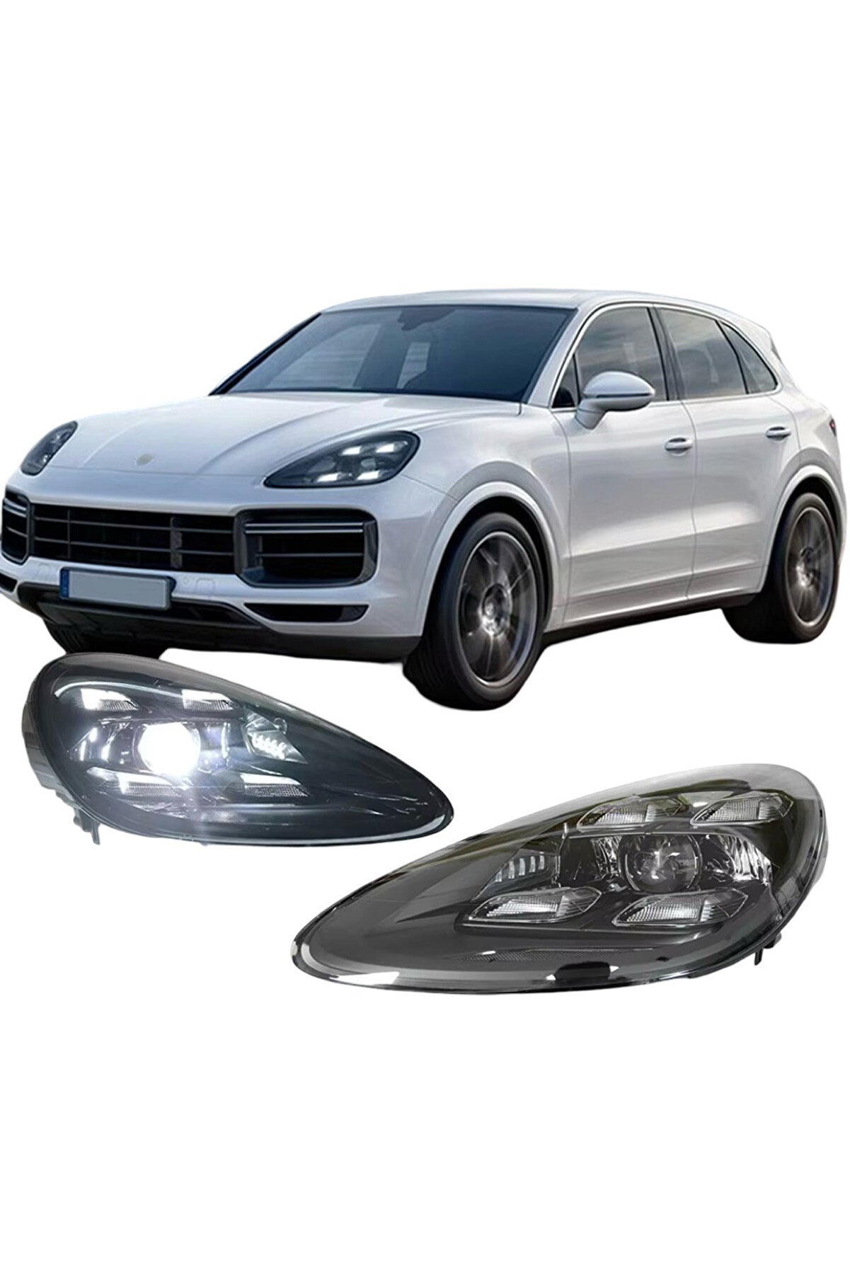 Porsche cayenne ön far lambası 2018 facelift görünüm pdls adaptif 2011 / 2014