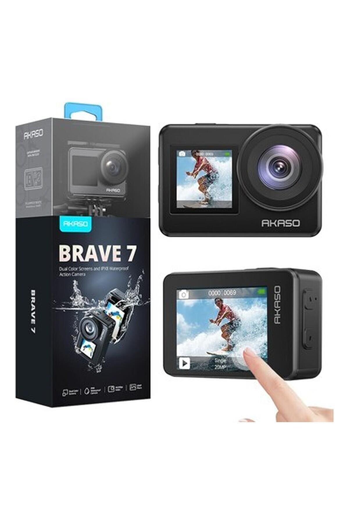 Br 7 Aksiyon Kamerası, Ipx8 Su Geçirmez Yerel 4K 20MP Wifi Cam Dokunmatik Ekranlı Eıs 2.0 Yakınlaştı