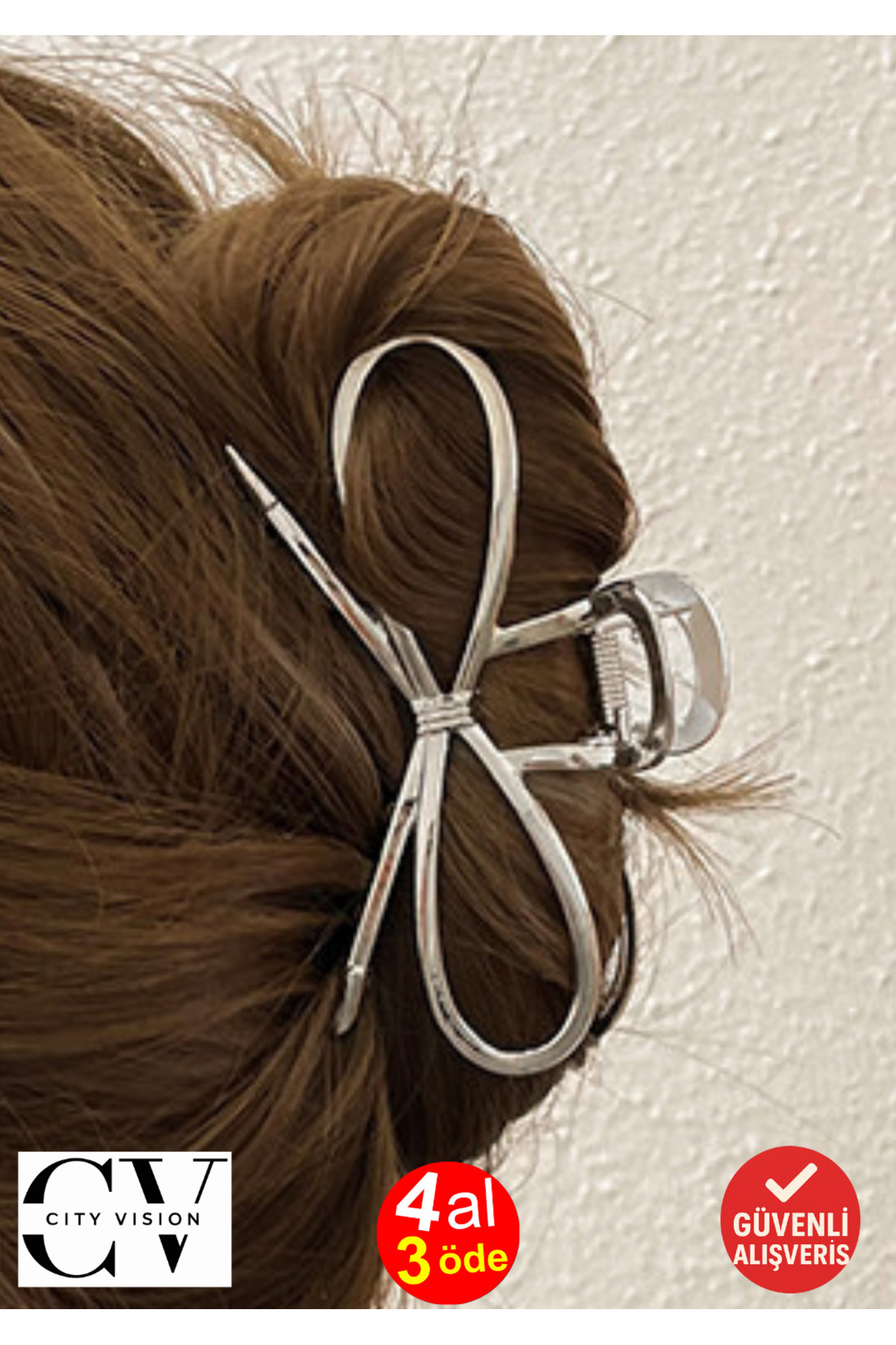 Cityvision 7 cm Fiyonk Model Gümüş Saç Tokası – Minimal Zarif Mandal Toka