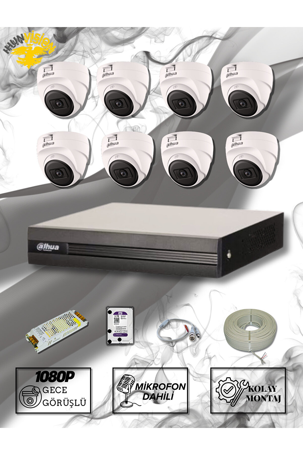 2 MP 8 KAMERALI DOME FULL SET