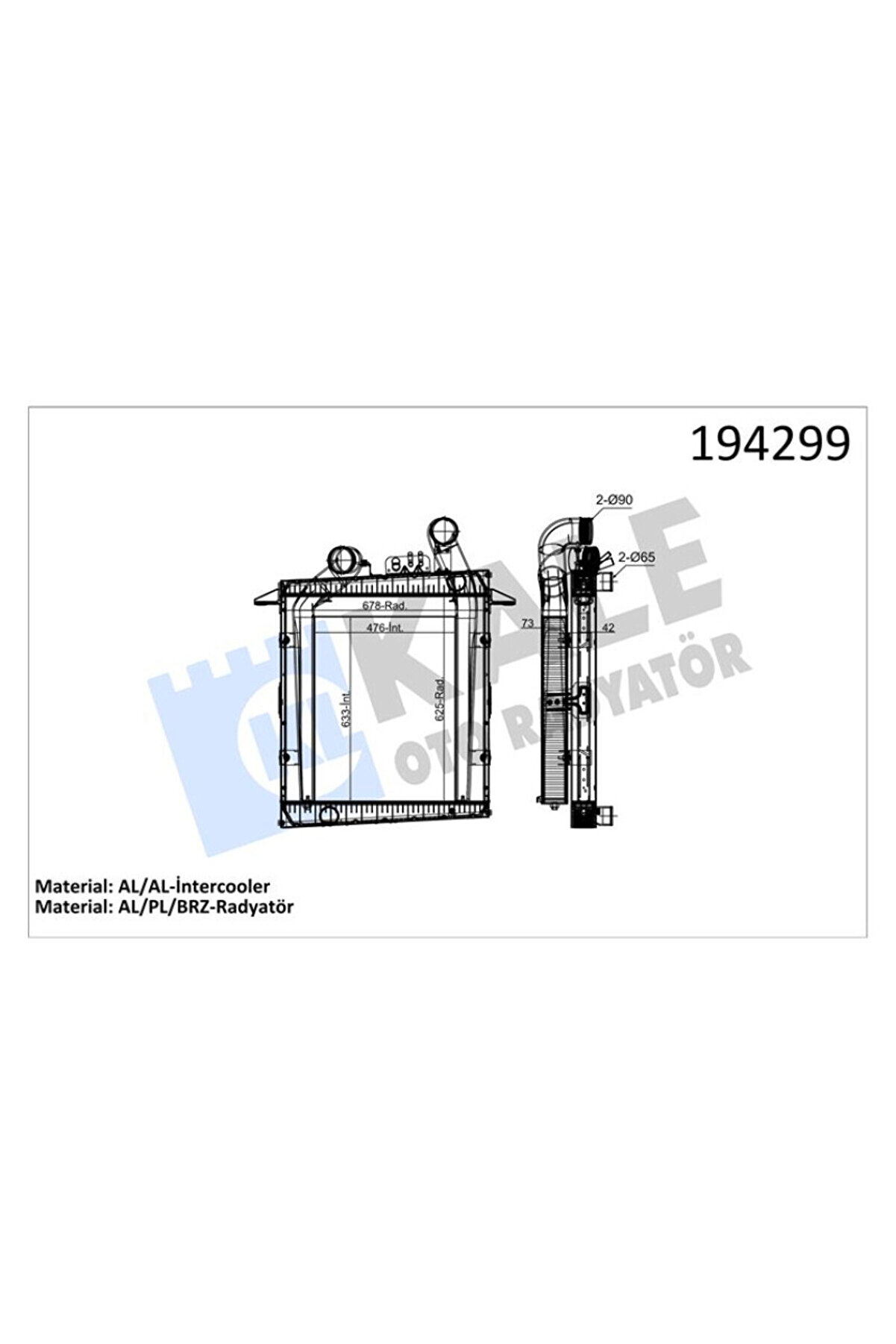 Ford Truck Radyator Ve İntercooler - Ford Cargo / 2524 (borulu) / (al / Brz) - 022733rin