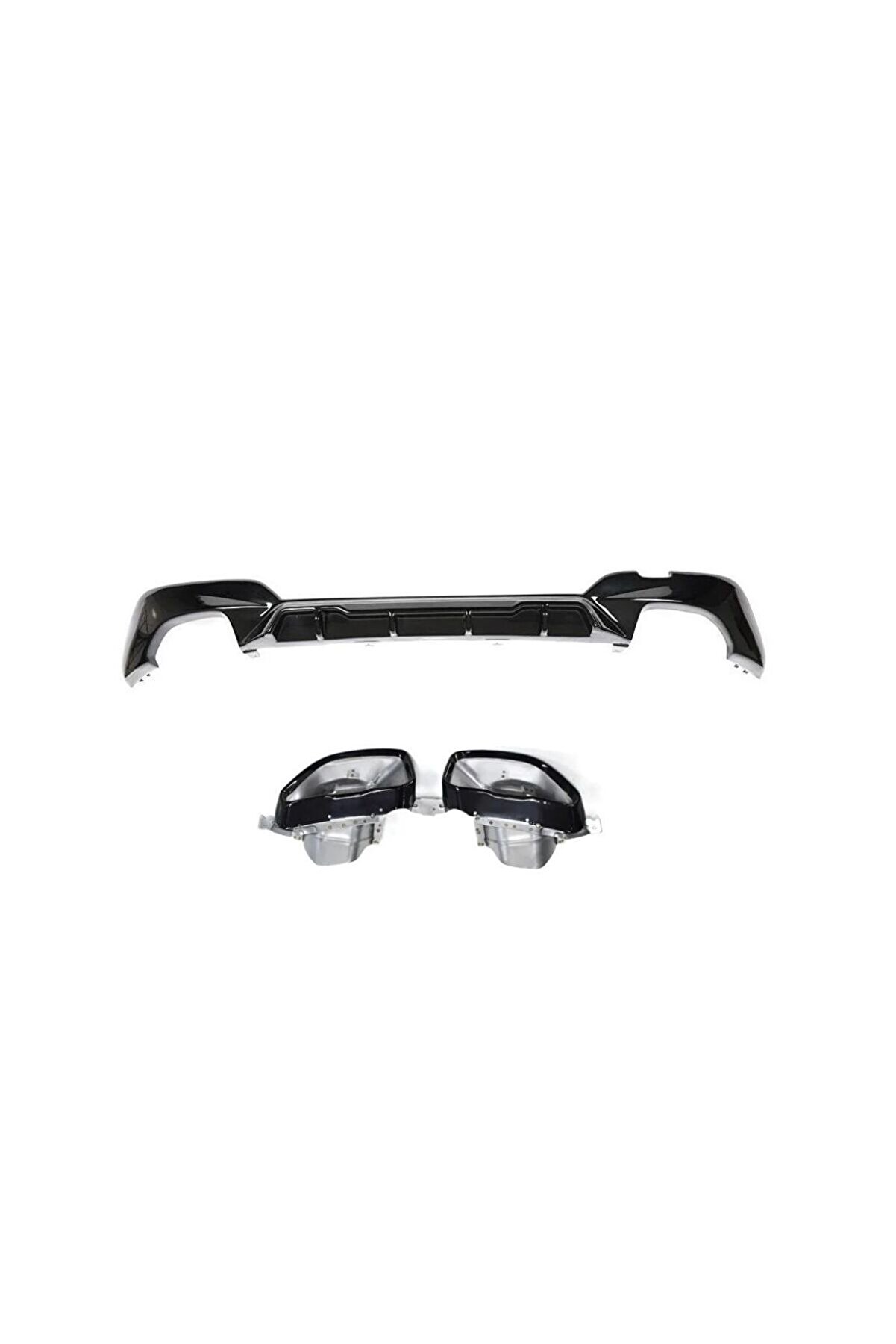 Bmw g20 arka tampon difüzörü ve egzoz ucu seti siyah 3.40