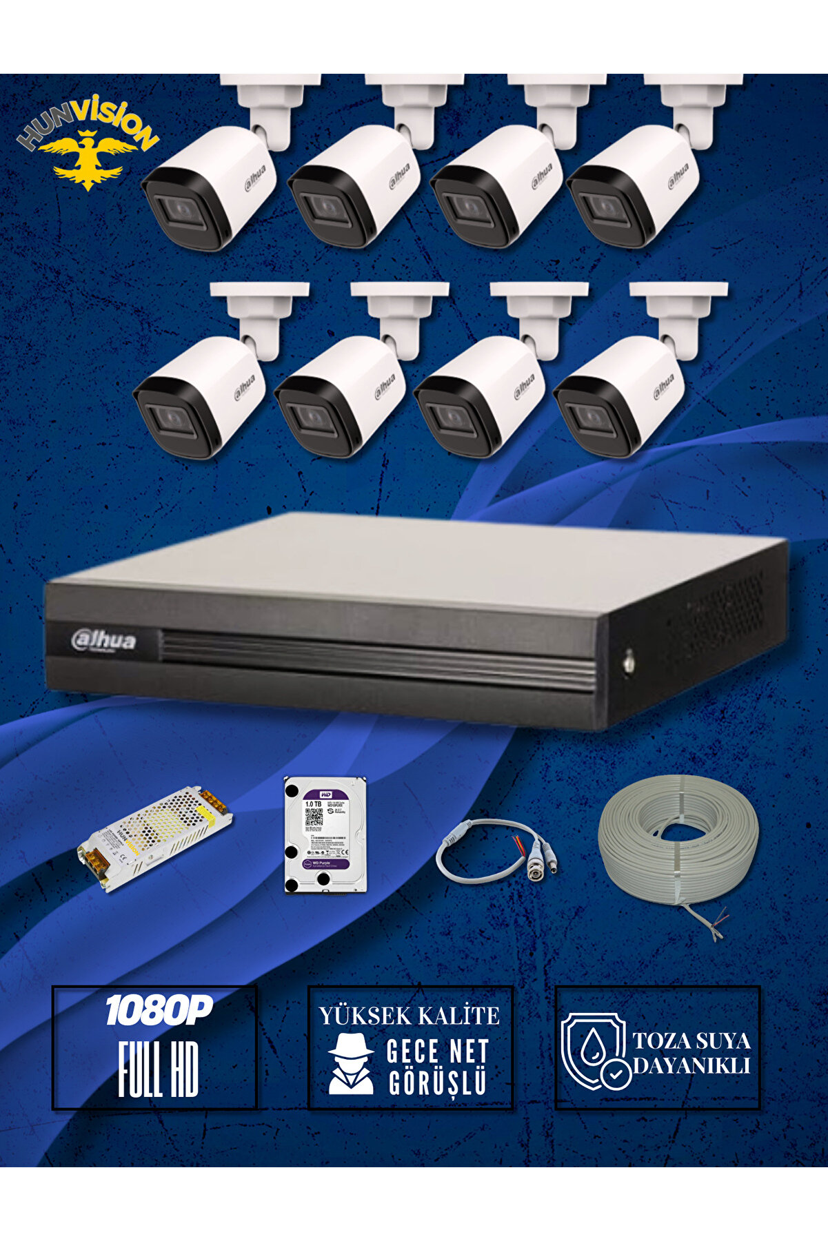 2 MP 8 KAMERALI HDCVI FULL SET