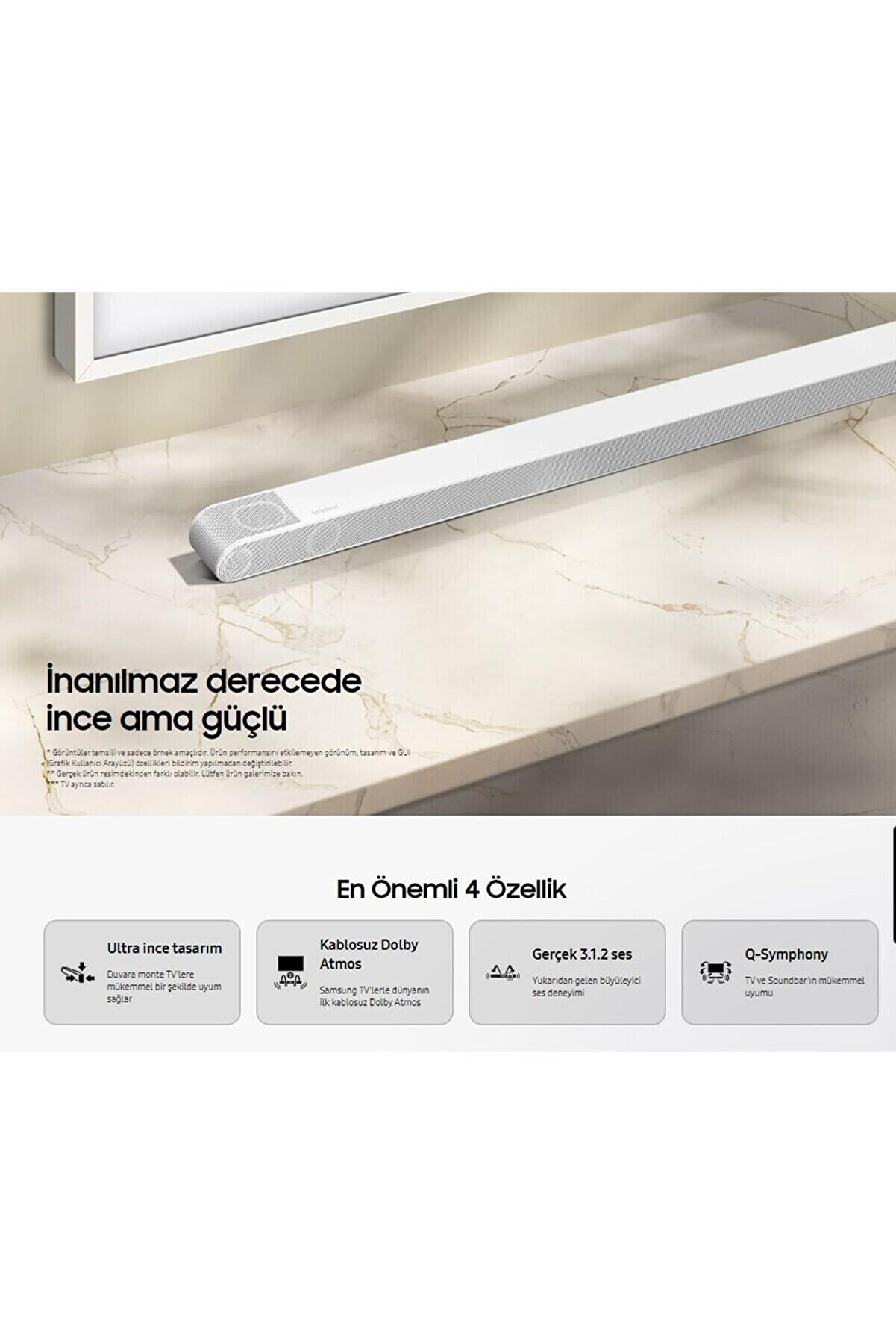 Beyaz Slim Gövde Bluetooth HDMI OPTİK 330W 10 Hoparlör Dolby Digital Plus 3.1.2 Kanal Soundbar