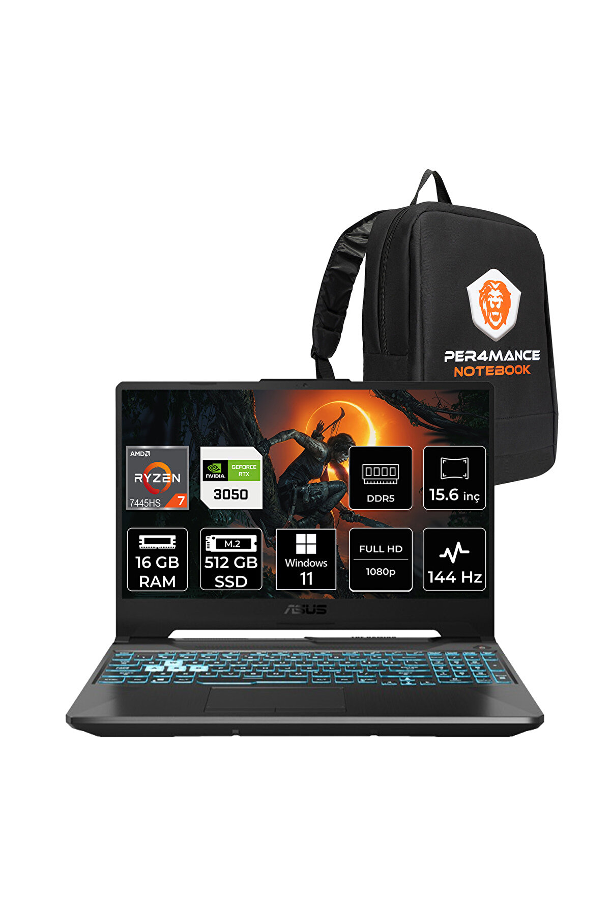 Tuf A15 R7-7445HS 16GB 512GB SSD RTX3050/4GB 144Hz FHD 15.6