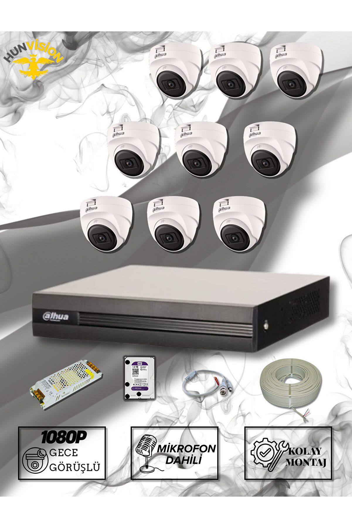 2 MP 9 KAMERALI DOME FULL SET